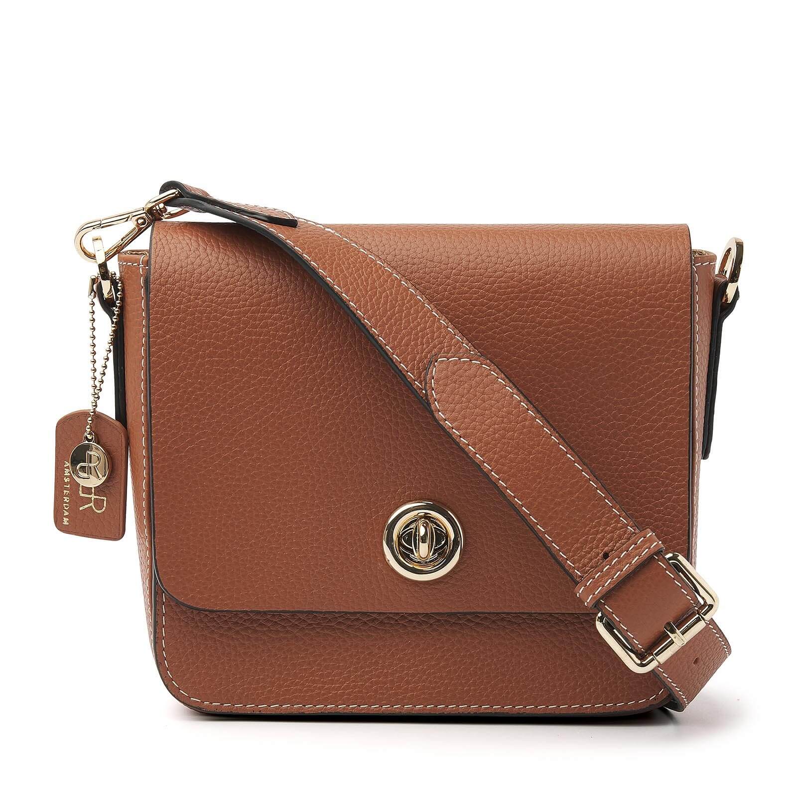 dR Amsterdam leren schoudertas Mint voor dames 1103604 cognac