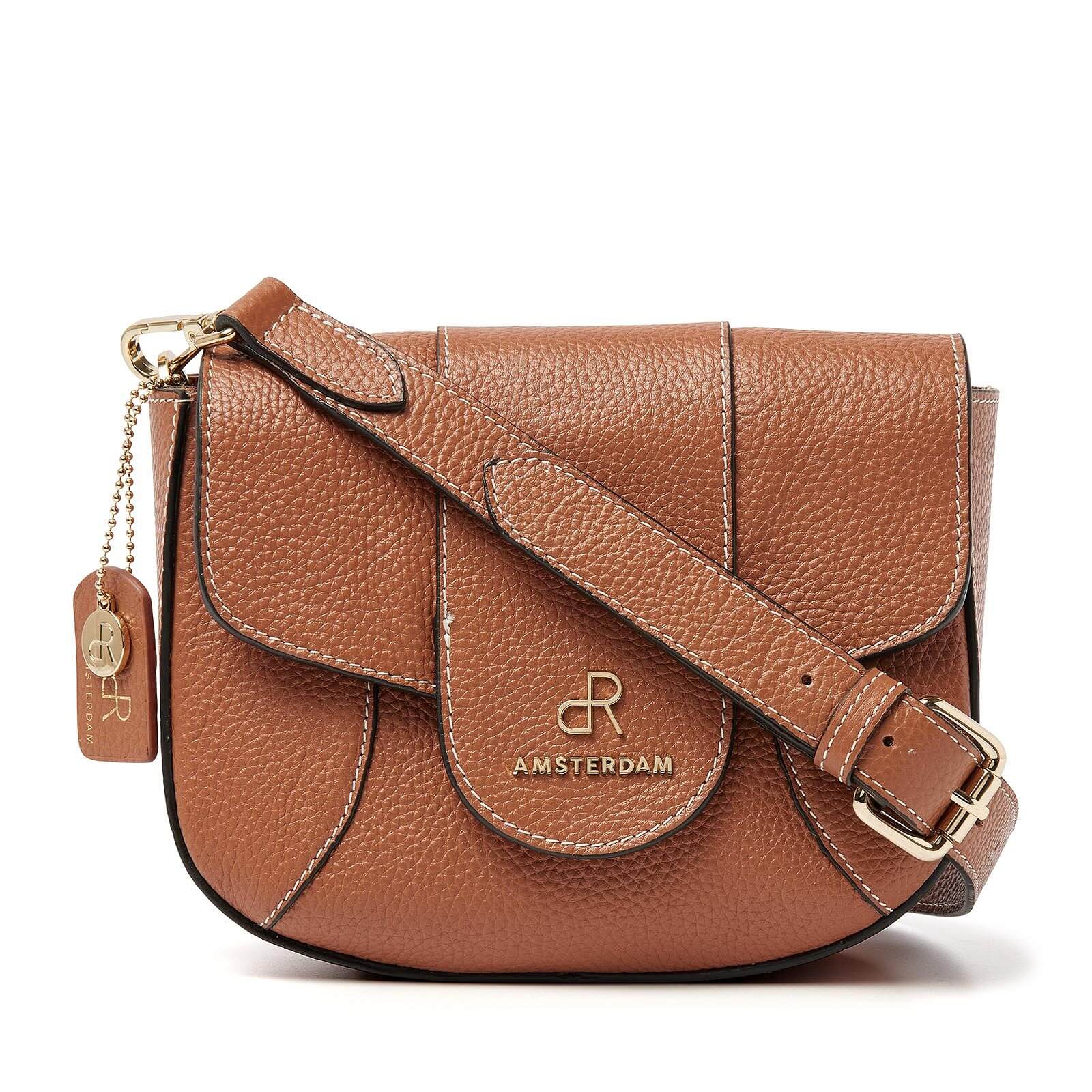 dR Amsterdam leren schoudertas Mint voor dames 1103645 cognac