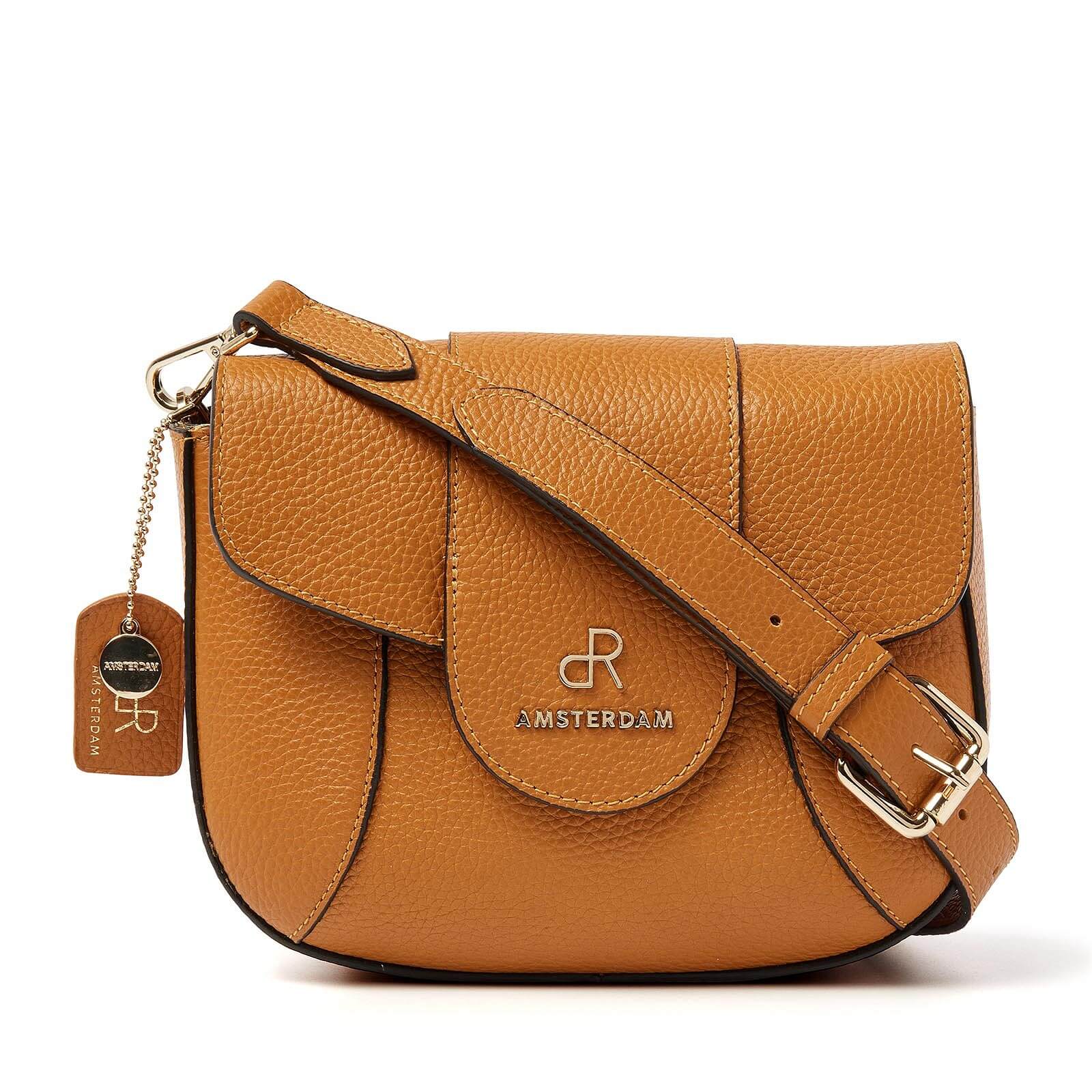 dR Amsterdam leren schoudertas Mint voor dames 1103645 oranje
