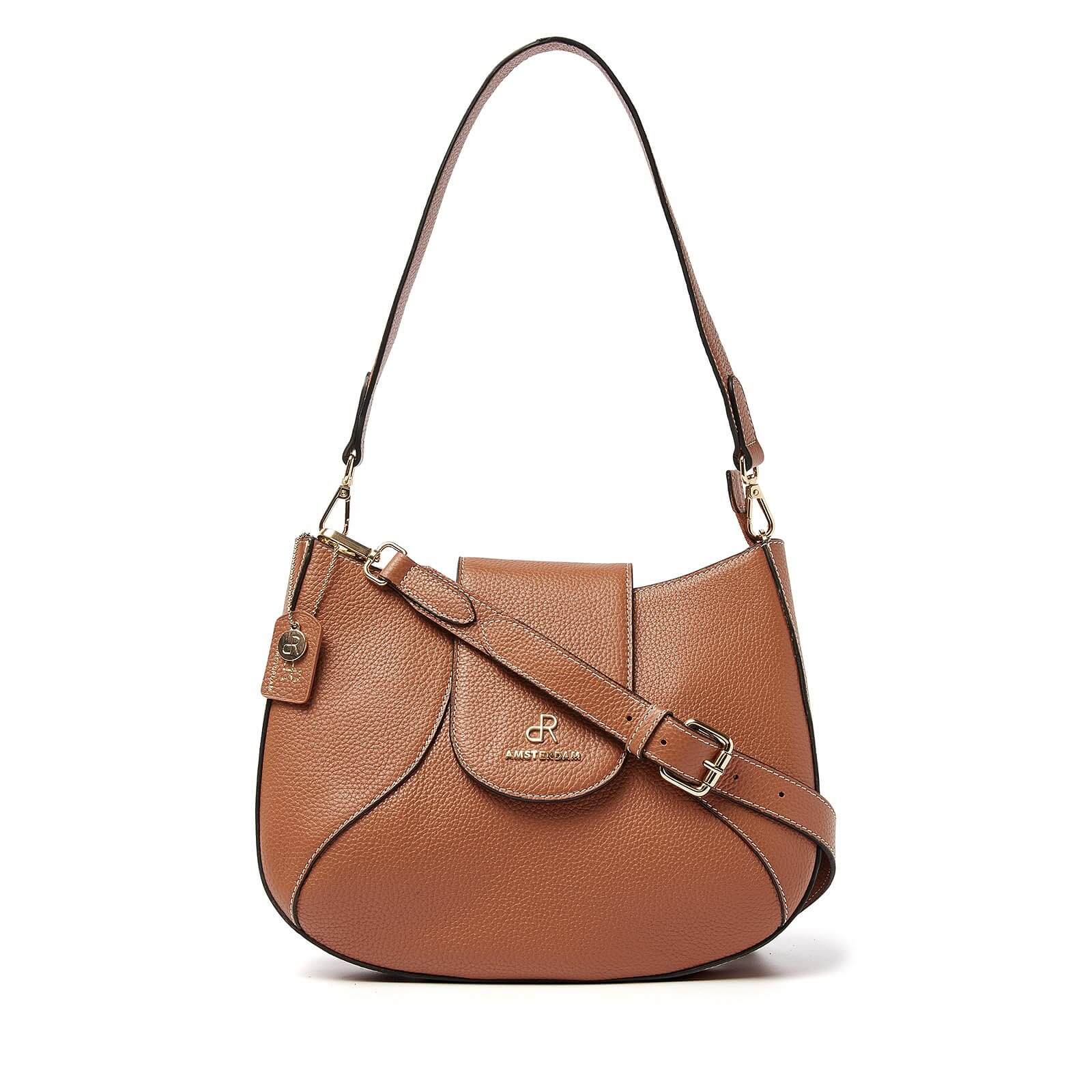 dR Amsterdam leren schoudertas Mint voor dames 1103646 cognac