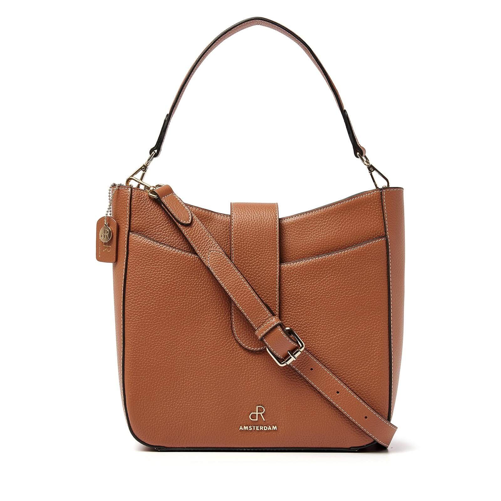 dR Amsterdam handtas / schoudertas leer Mint 1103648 cognac