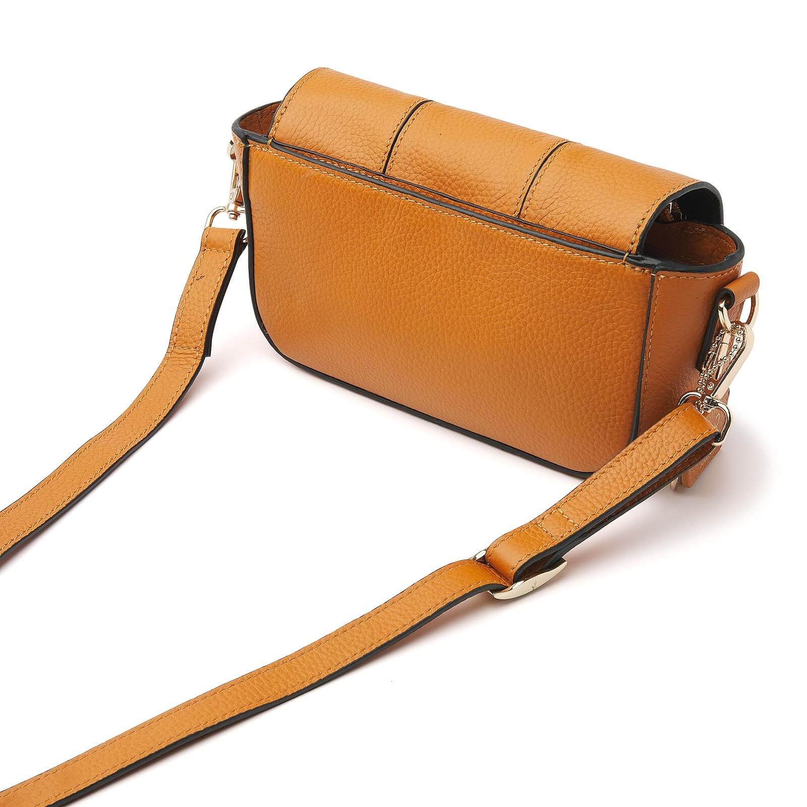 dR Amsterdam leren crossbody tas Mint voor dames 11037120 oranje achterkant