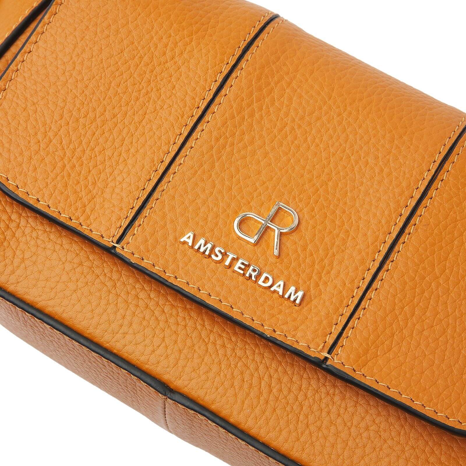 dR Amsterdam leren crossbody tas Mint voor dames 11037120 oranje logo