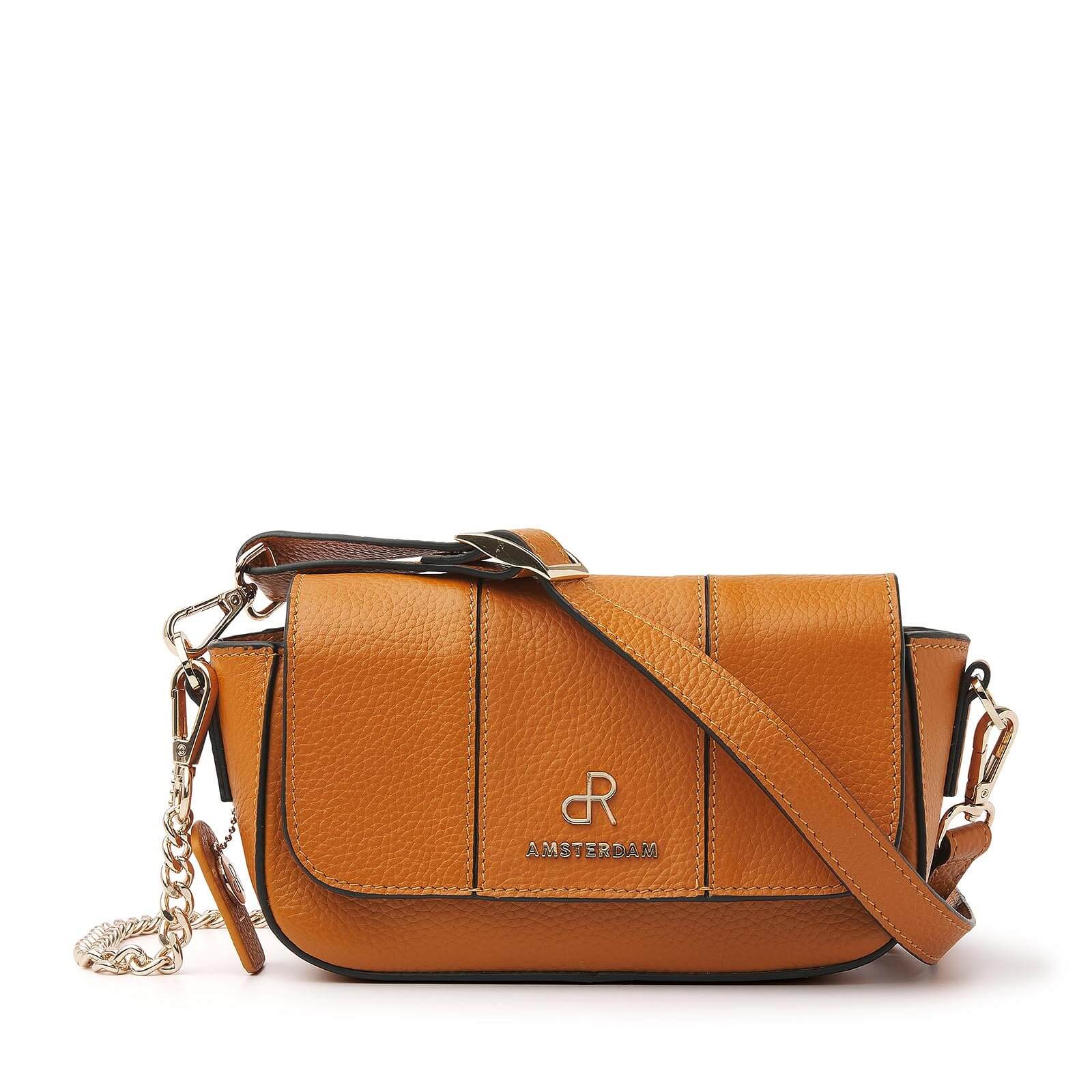 dR Amsterdam leren crossbody tas Mint voor dames 11037120 oranje