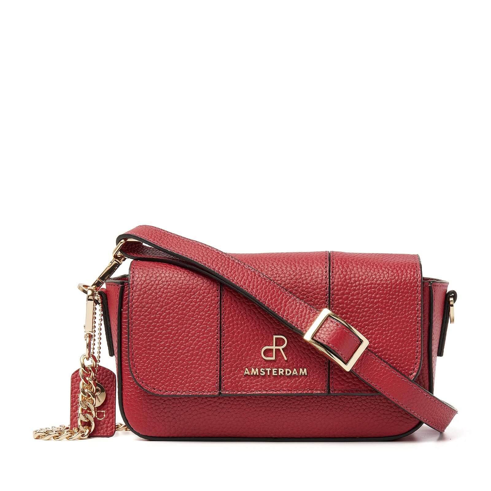 dR Amsterdam leren crossbody tas Mint voor dames 11037120 rood