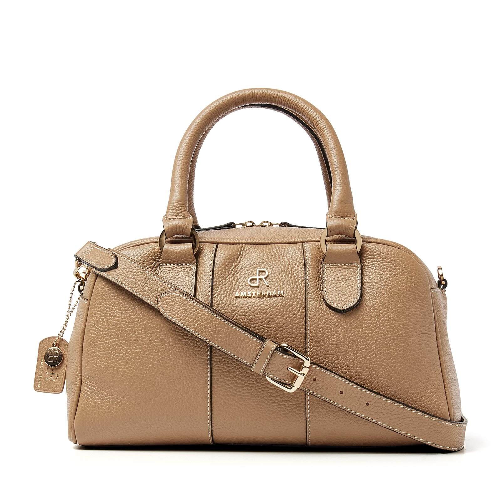 dR Amsterdam leren handtas Mint voor dames 1103717 taupe