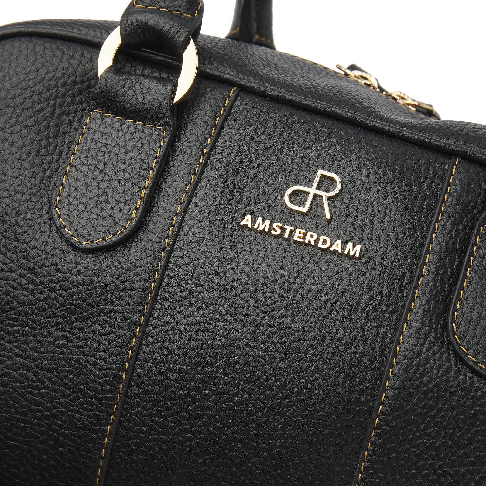 dR Amsterdam leren handtas Mint voor dames 1103717 zwart logo