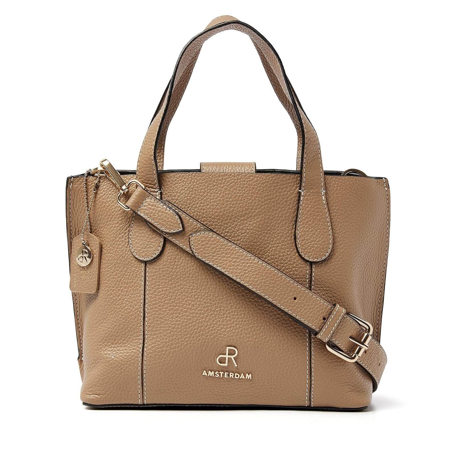 dR Amsterdam leren handtas Mint voor dames 1103729 taupe