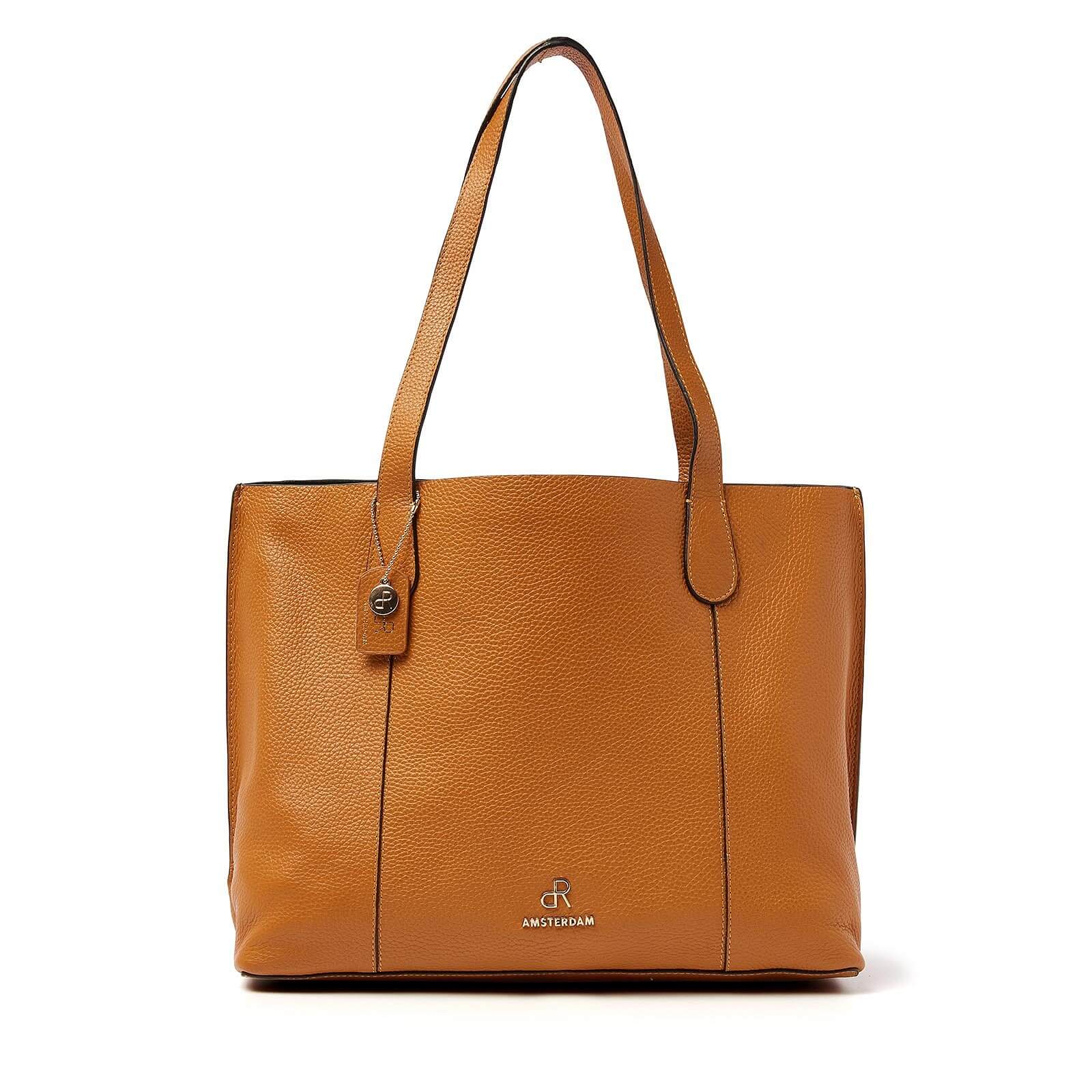 dR Amsterdam leren shopper Mint voor dames 1103730 oranje