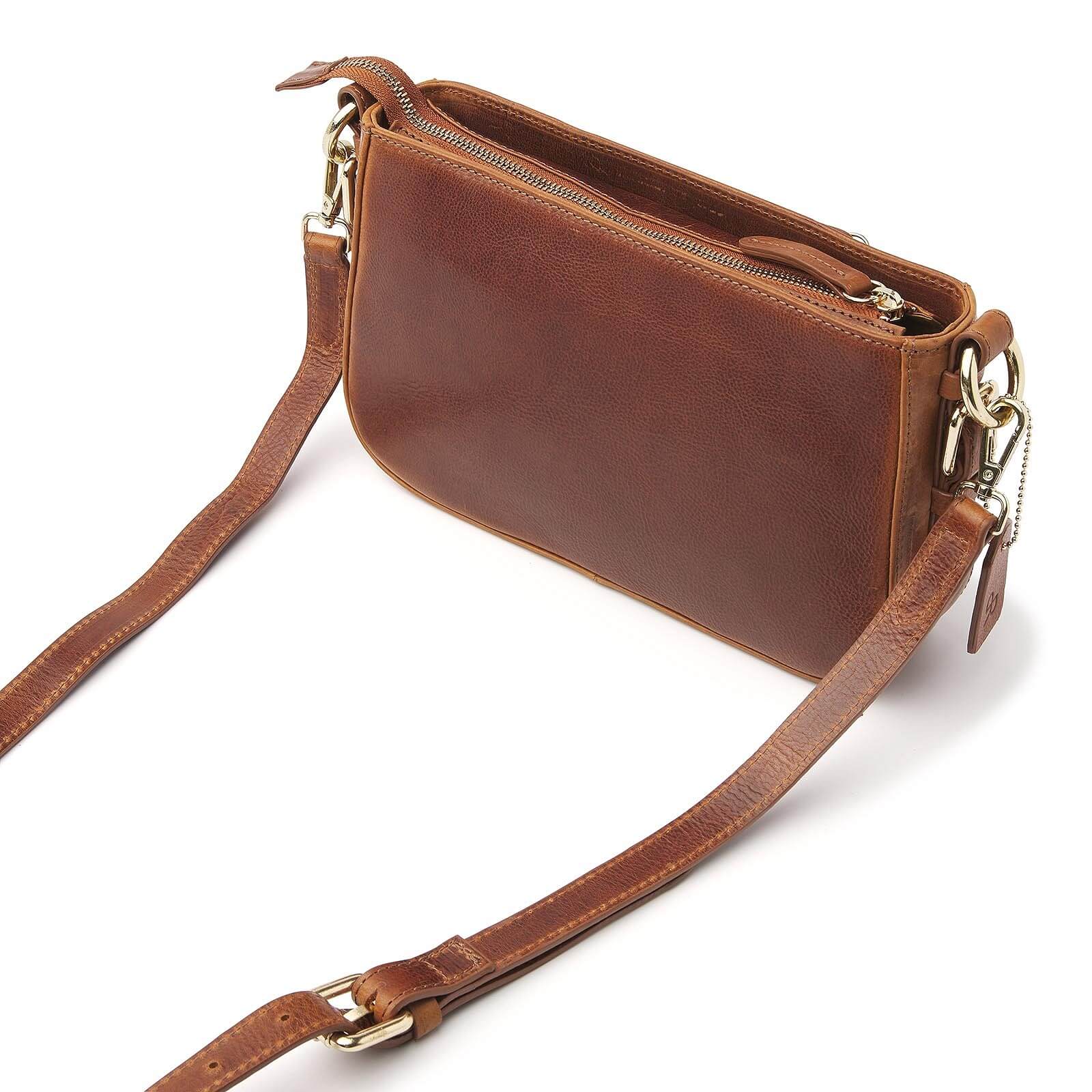 dR Amsterdam leren crossbody tas Milan voor dames 283697 cognac achterkant