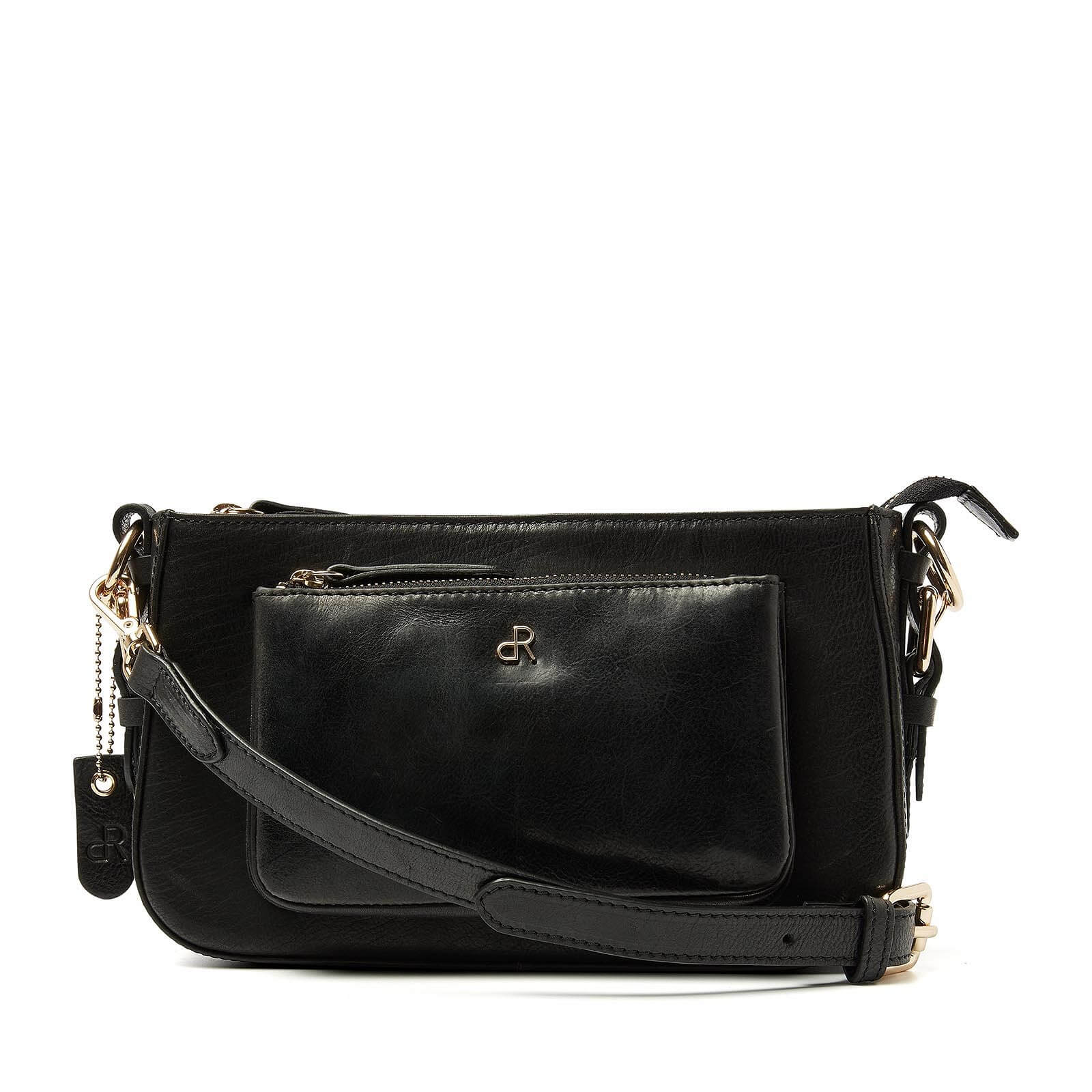 dR Amsterdam leren crossbody tas Milan voor dames 283697 zwart