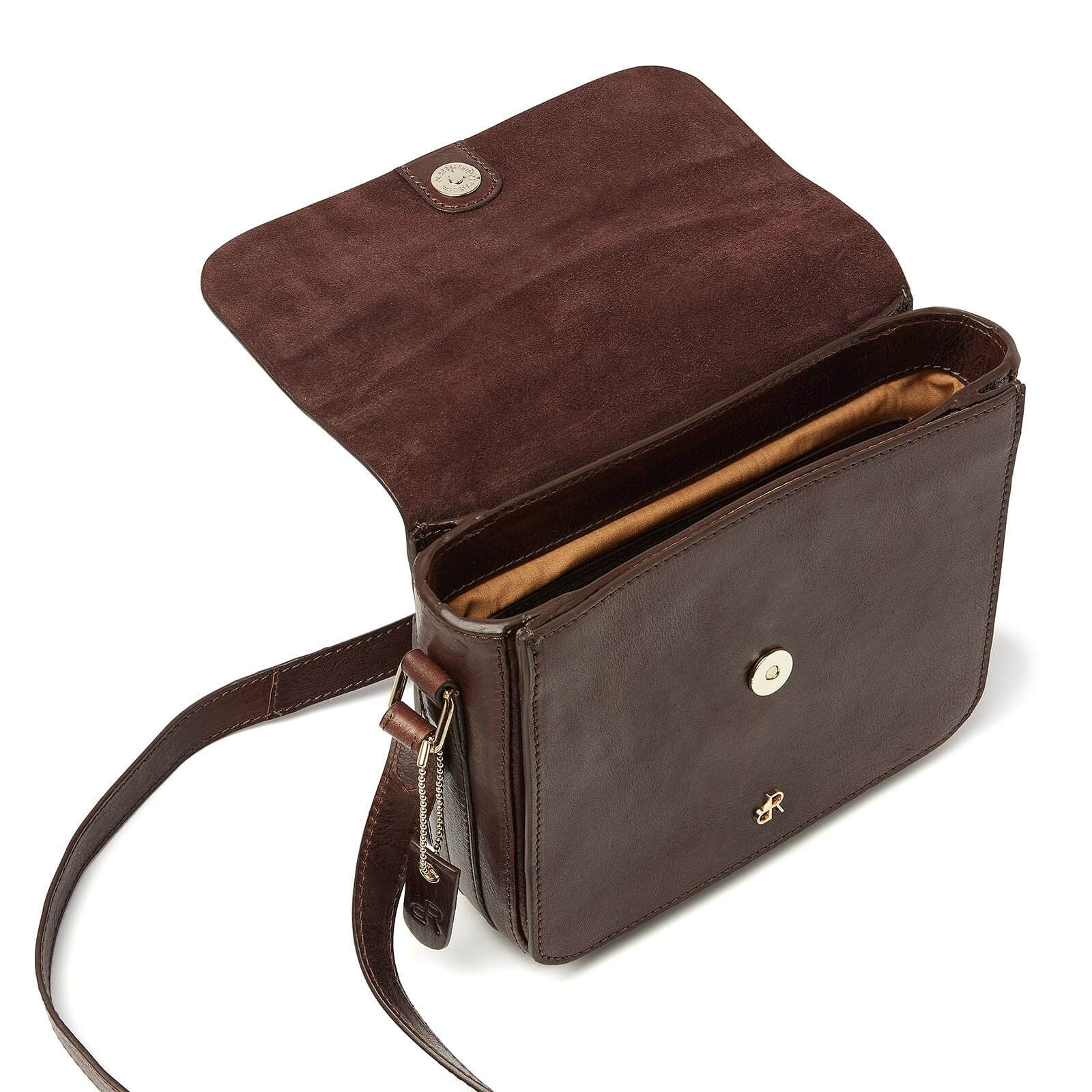 dR Amsterdam leren crossbody tas Milan voor dames 283699 bruin binnenkant