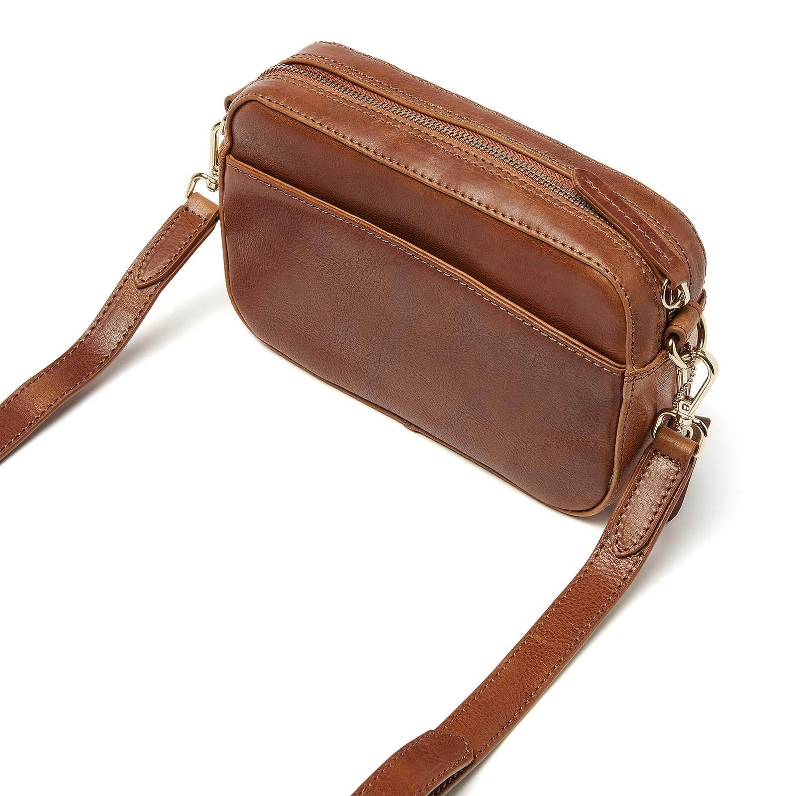 dR Amsterdam leren crossbody tas Milan voor dames 283702 cognac achterkant