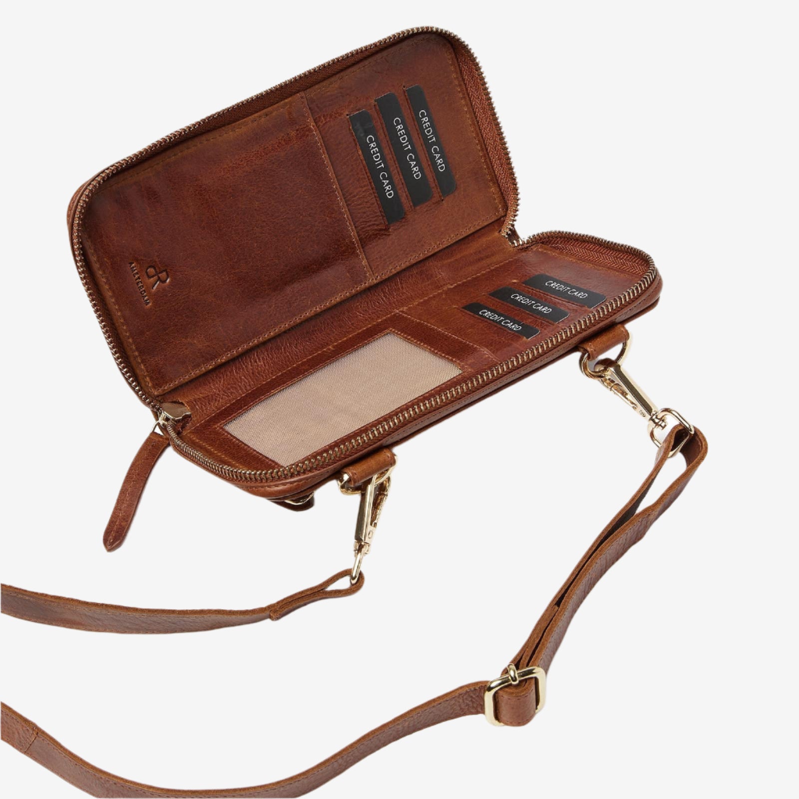 dR Amsterdam clutches dames Milan 283759 cognac binnenkant