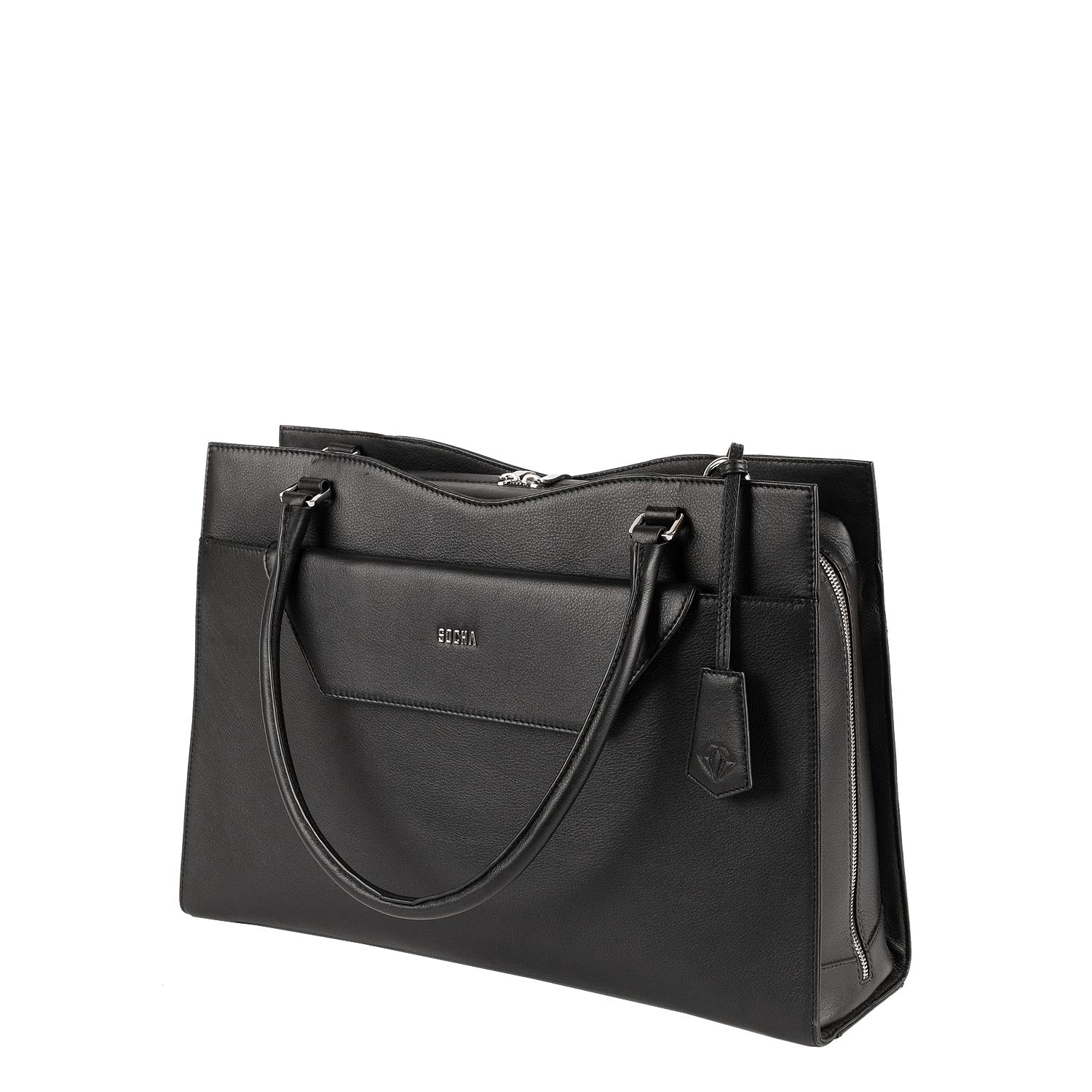 Socha laptoptas leer Diamond Edition Vario-CL 15.6 inch SO-D31 zwart zijkant