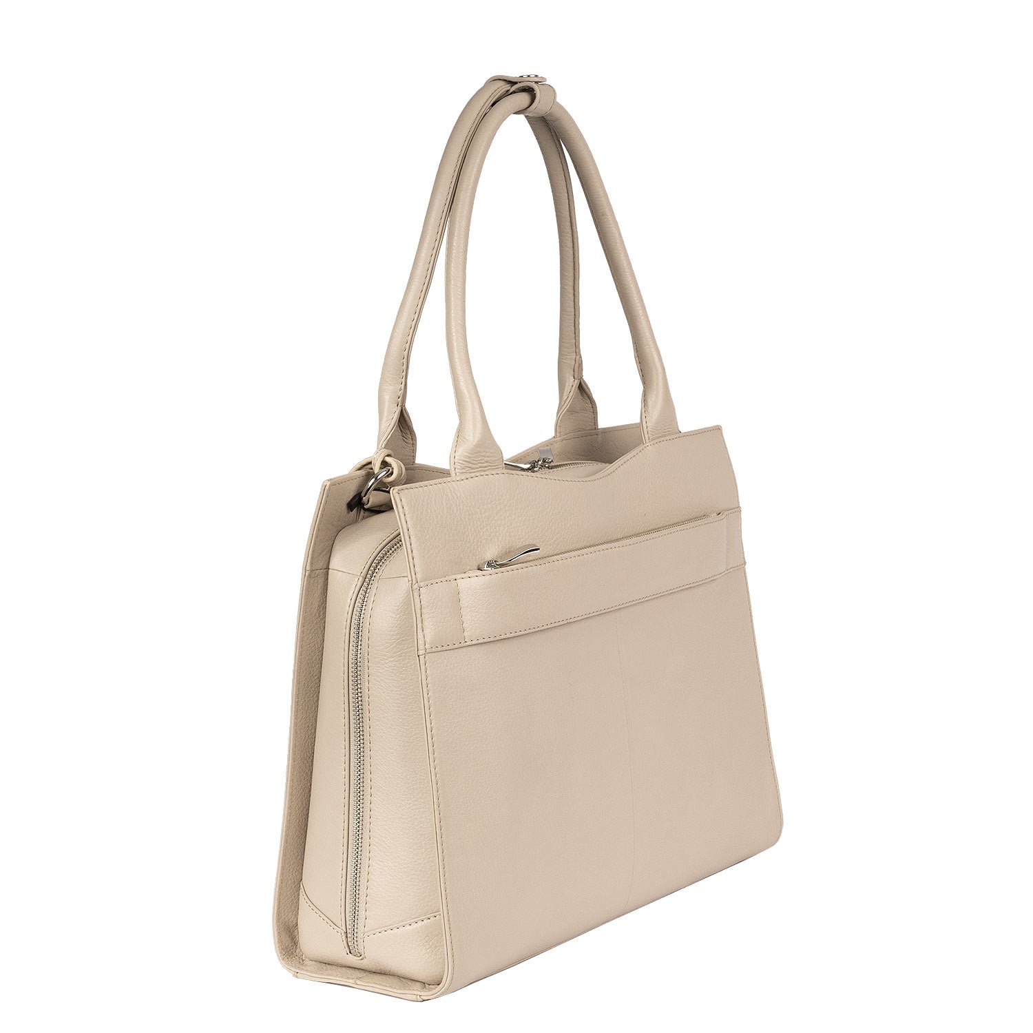 Socha laptoptas leer Diamond Vanilla 14 SO-D34 beige zijkant