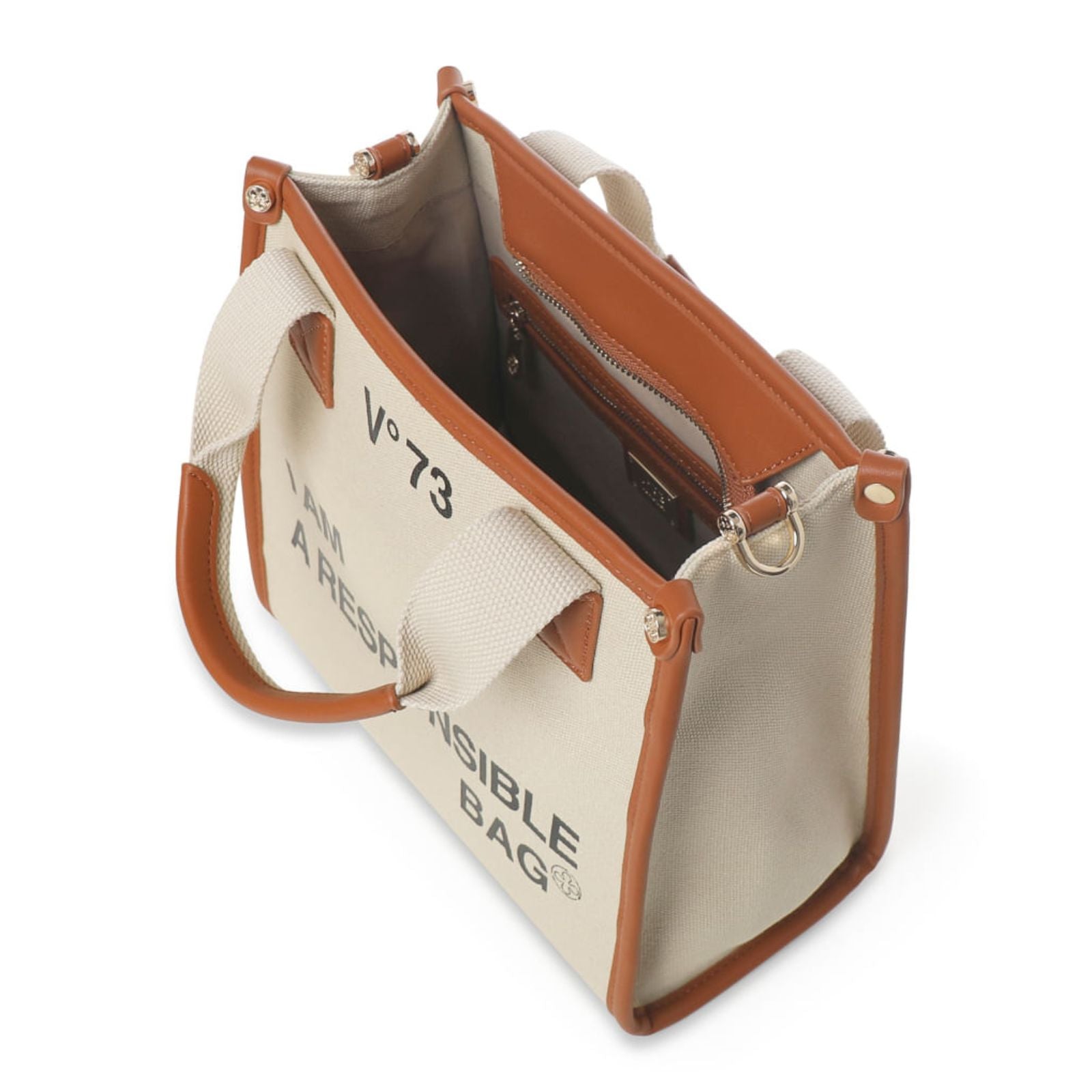 V°73 Handtas RESPONSIBILITY voor dames 73BS6AF02 BIS NATURAL / LEATHER binnenkant