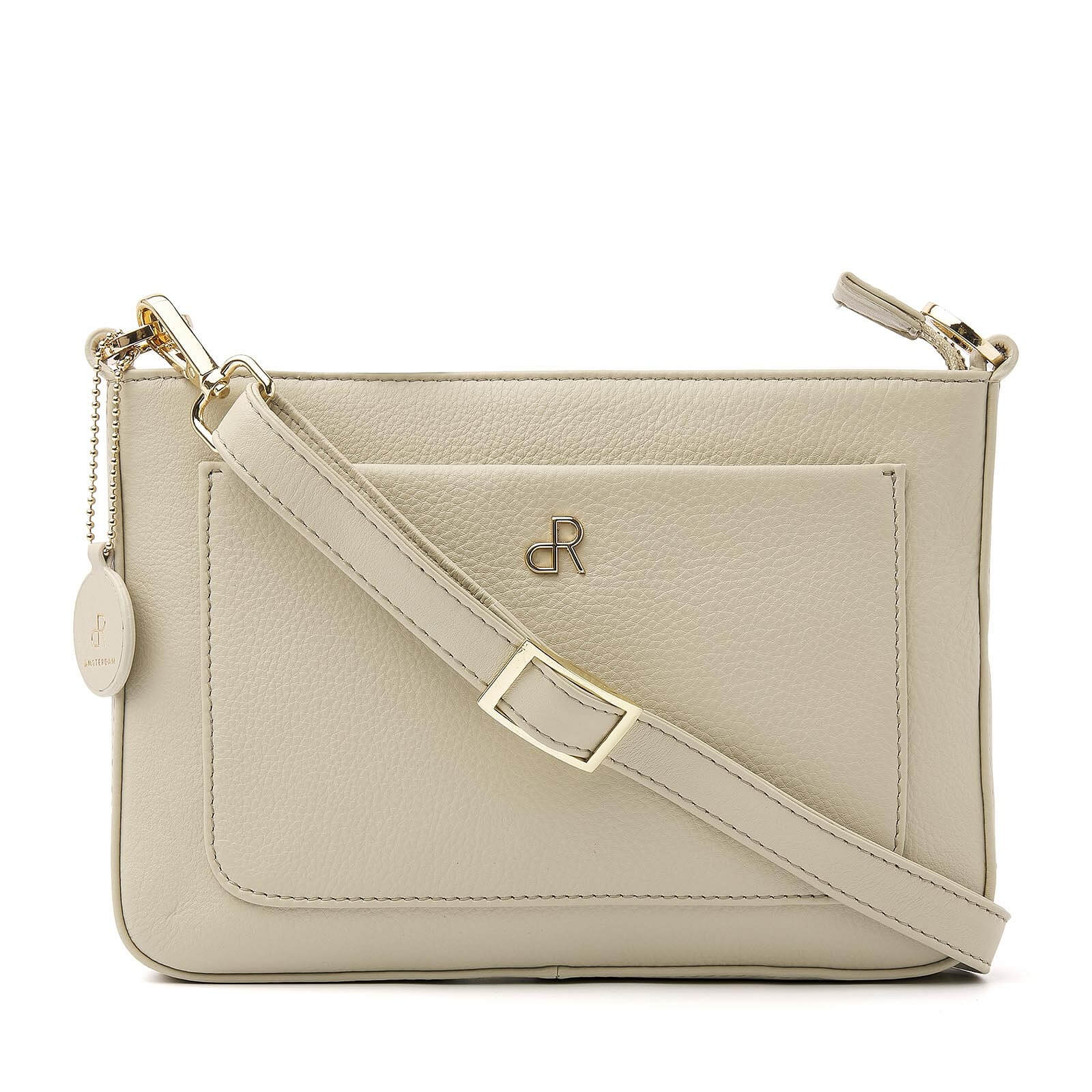 dR Amsterdam leren crossbody tas Faggio voor dames 903707 beige 