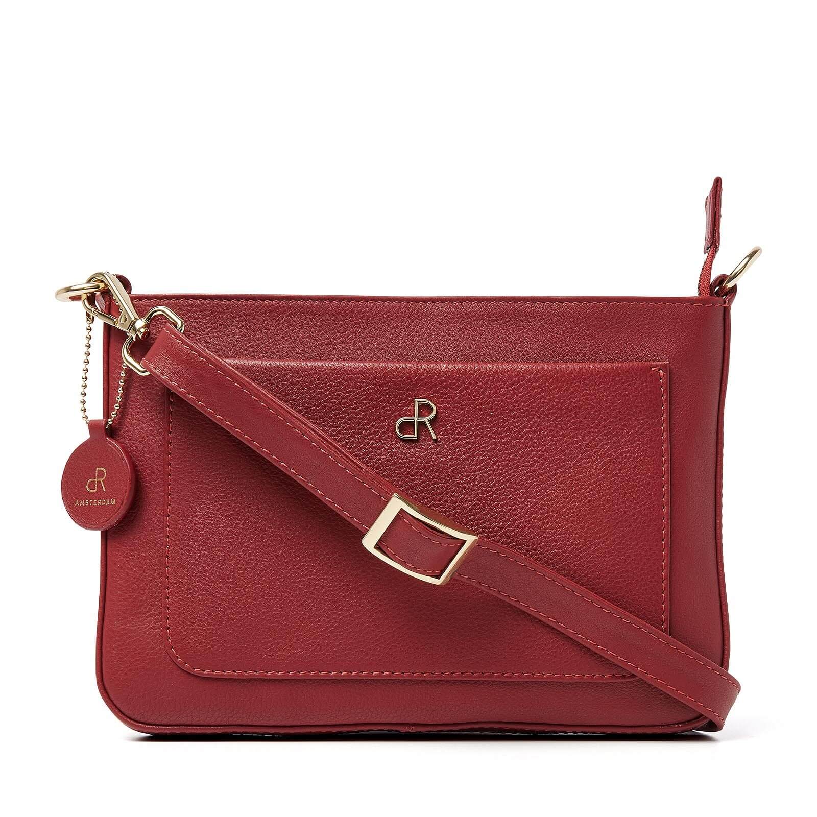 dR Amsterdam leren crossbody tas Faggio voor dames 903707 rood