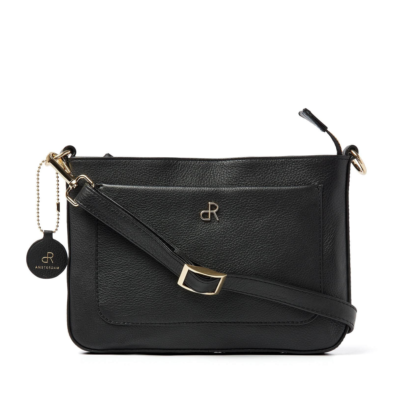 dR Amsterdam leren crossbody tas Faggio voor dames 903707 zwart