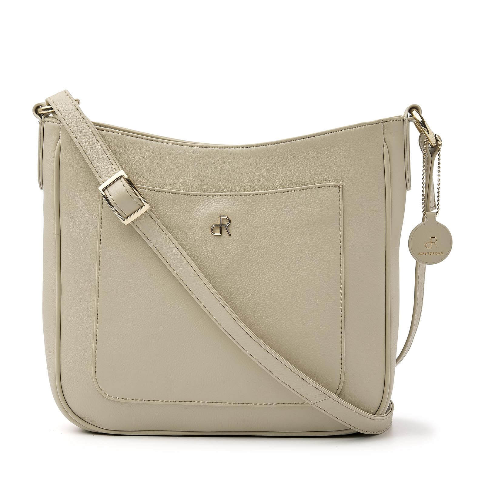 dR Amsterdam leren crossbody tas Faggio voor dames 903709 beige