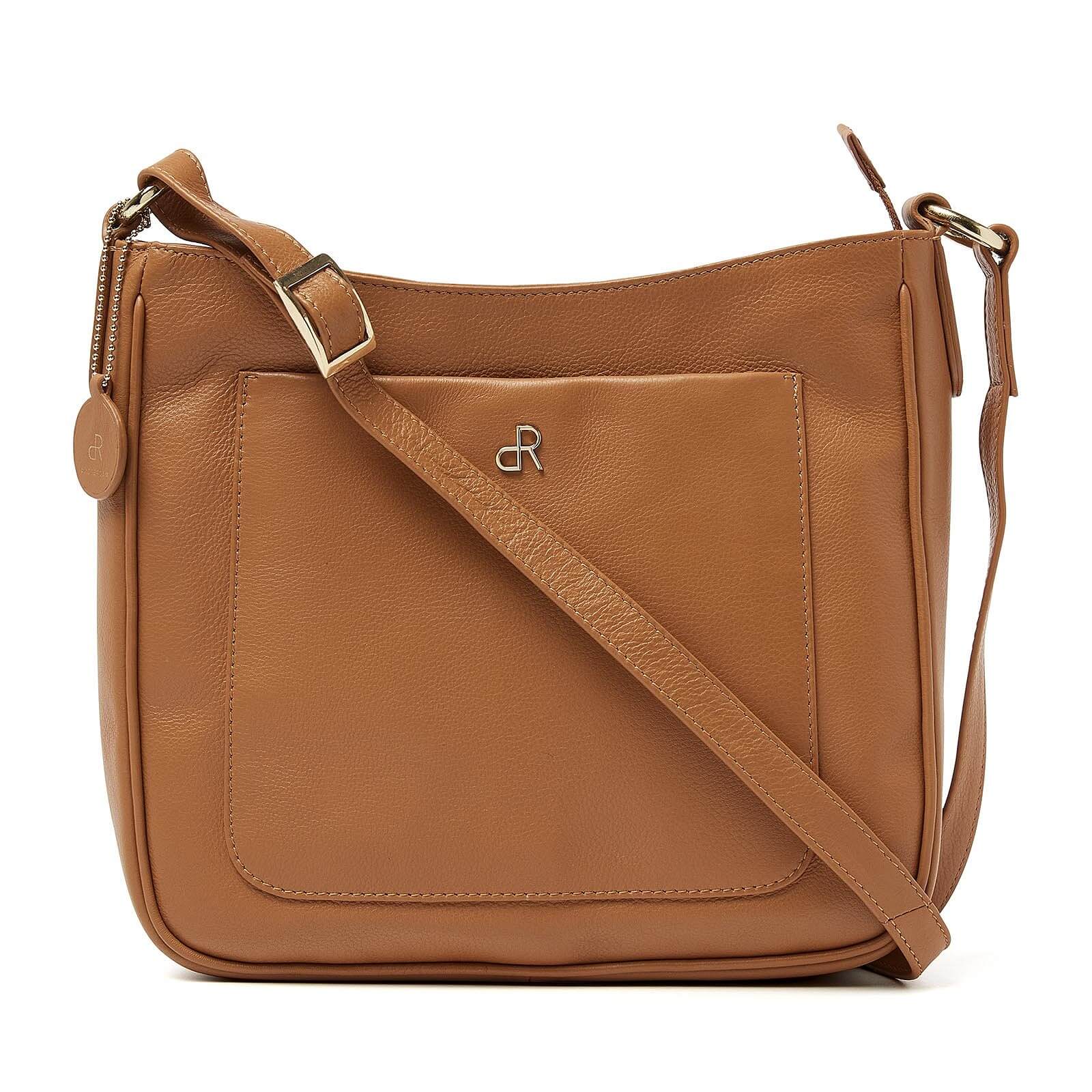 dR Amsterdam leren crossbody tas Faggio voor dames 903709 cognac