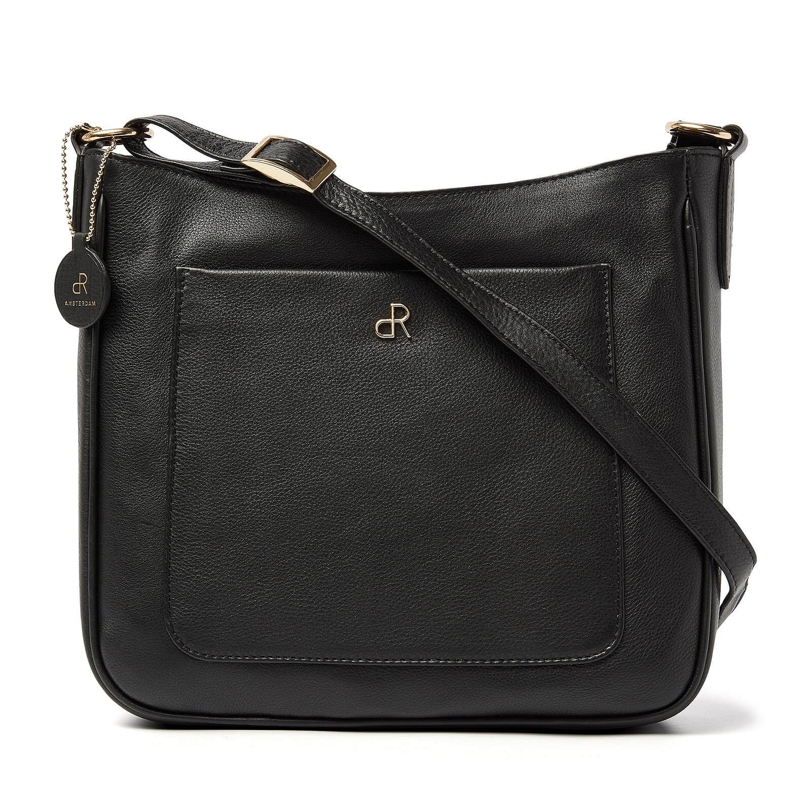 dR Amsterdam leren crossbody tas Faggio voor dames 903709 zwart