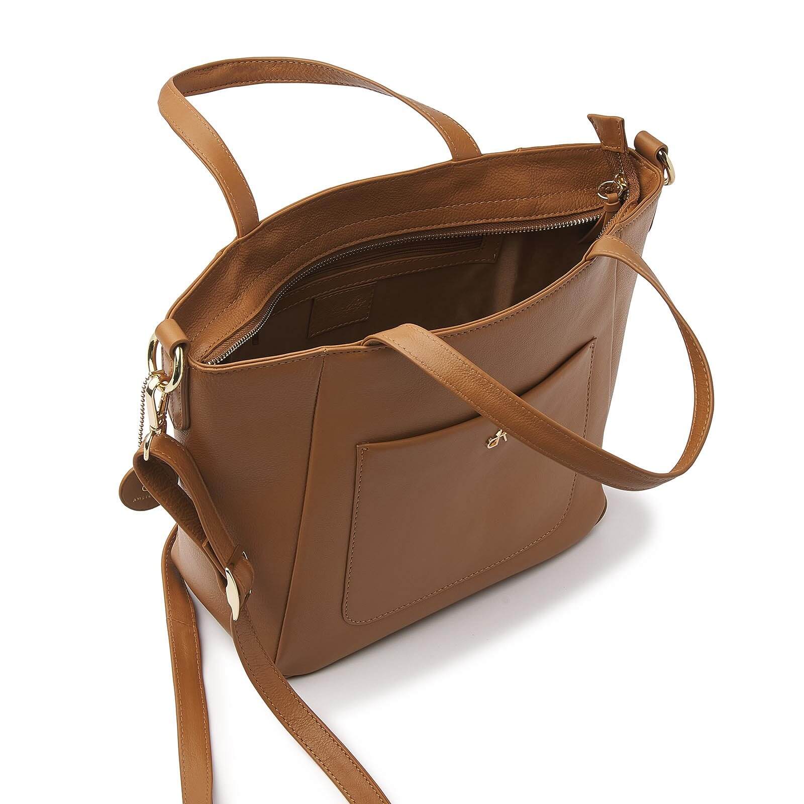 dR Amsterdam leren handtas Faggio voor dames 903710 cognac binnenkant