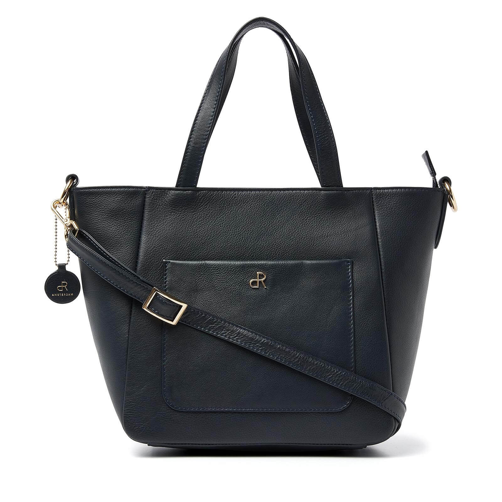 dR Amsterdam leren handtas Faggio voor dames 903710 donkerblauw