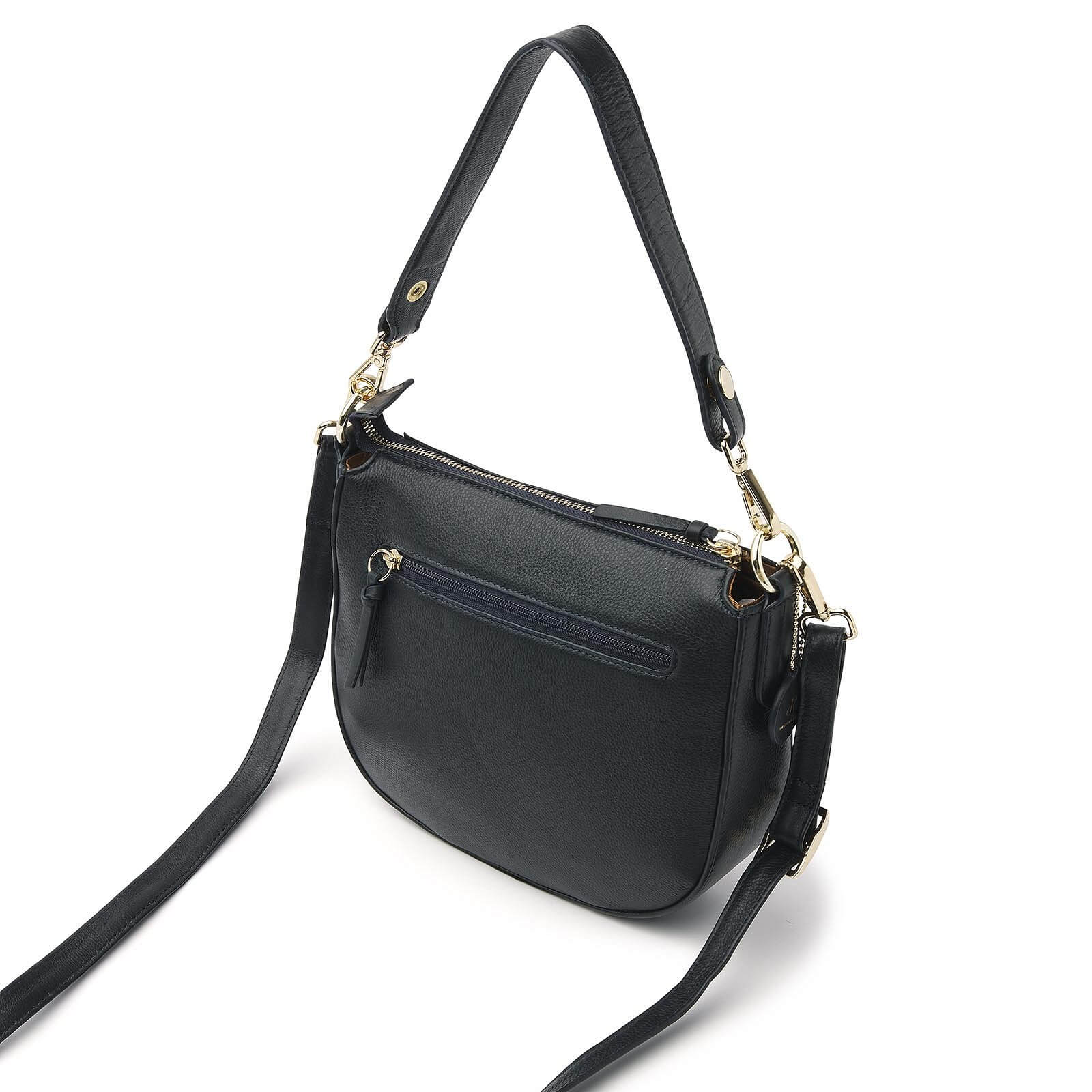 dR Amsterdam leren schoudertas Faggio voor dames 903711 donkerblauw achterkant