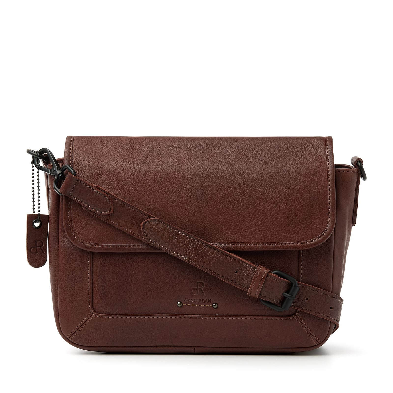 dR Amsterdam leren schoudertas Tampa voor dames 933668 bruin