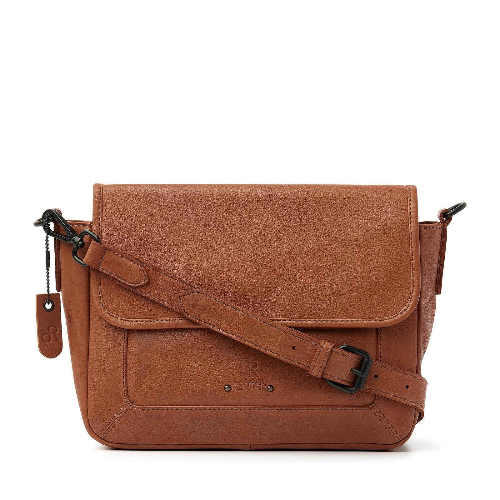 dR Amsterdam leren schoudertas Tampa voor dames 933668 cognac