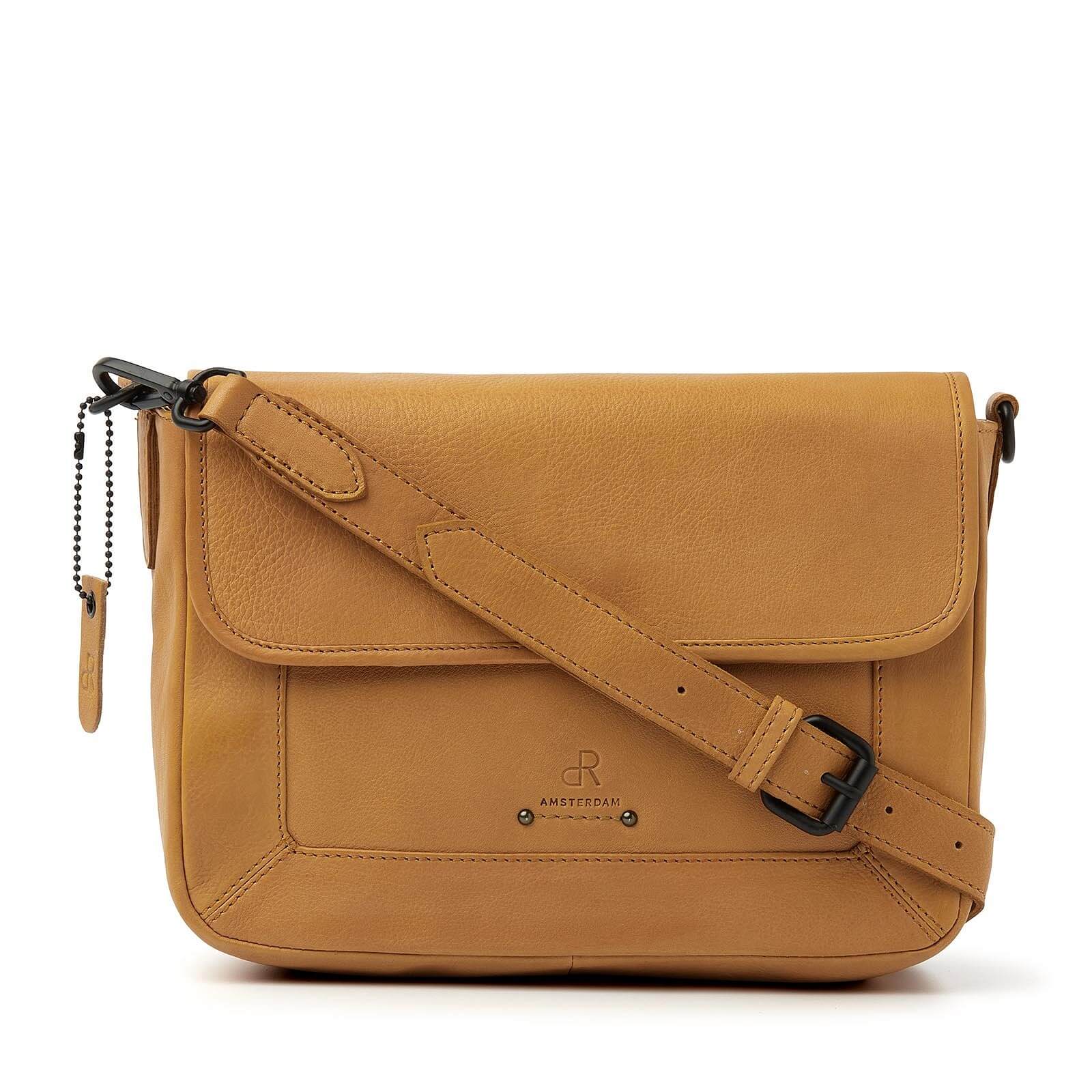 dR Amsterdam leren schoudertas Tampa voor dames 933668 geel