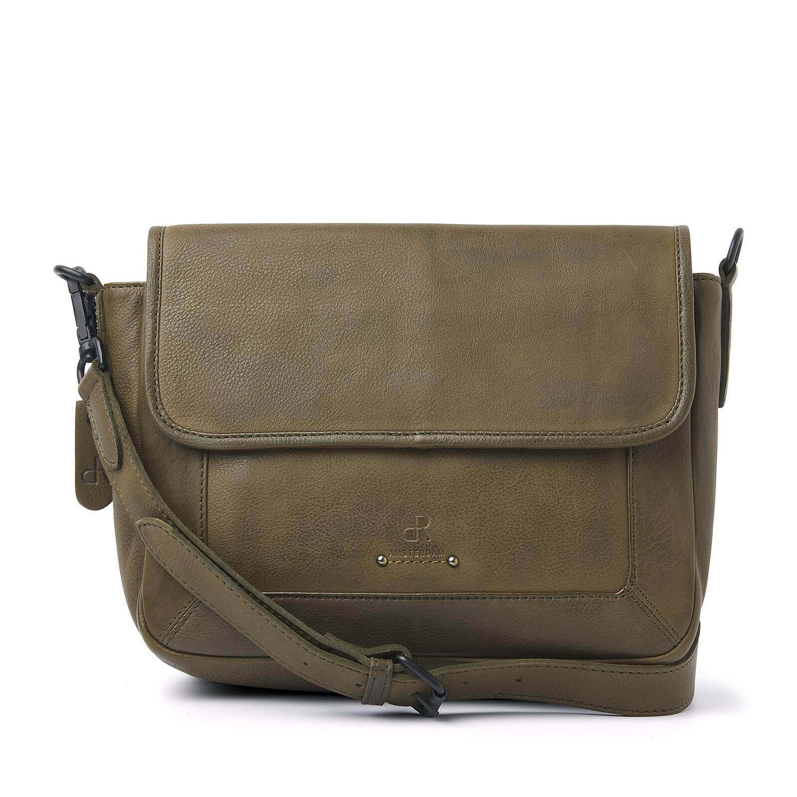 dR Amsterdam leren schoudertas Tampa voor dames 933668 oerwoud groen