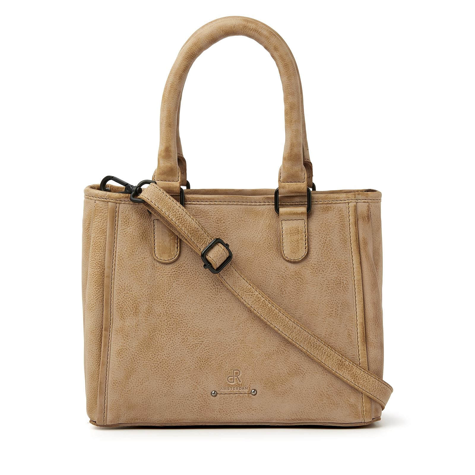 dR Amsterdam leren handtas Tampa voor dames 933670 beige