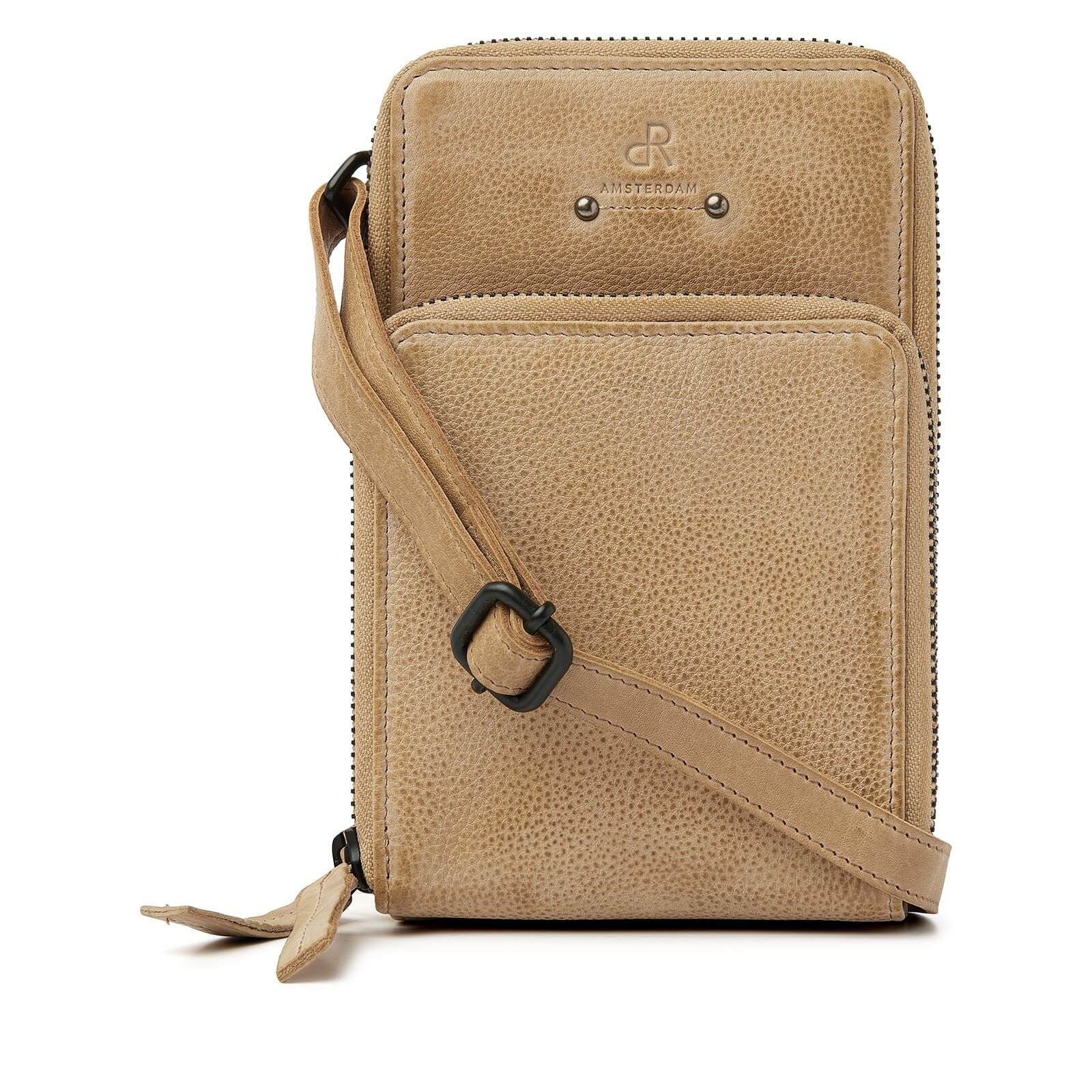 dR Amsterdam leren crossbody tas Tampa voor dames 933673 beige