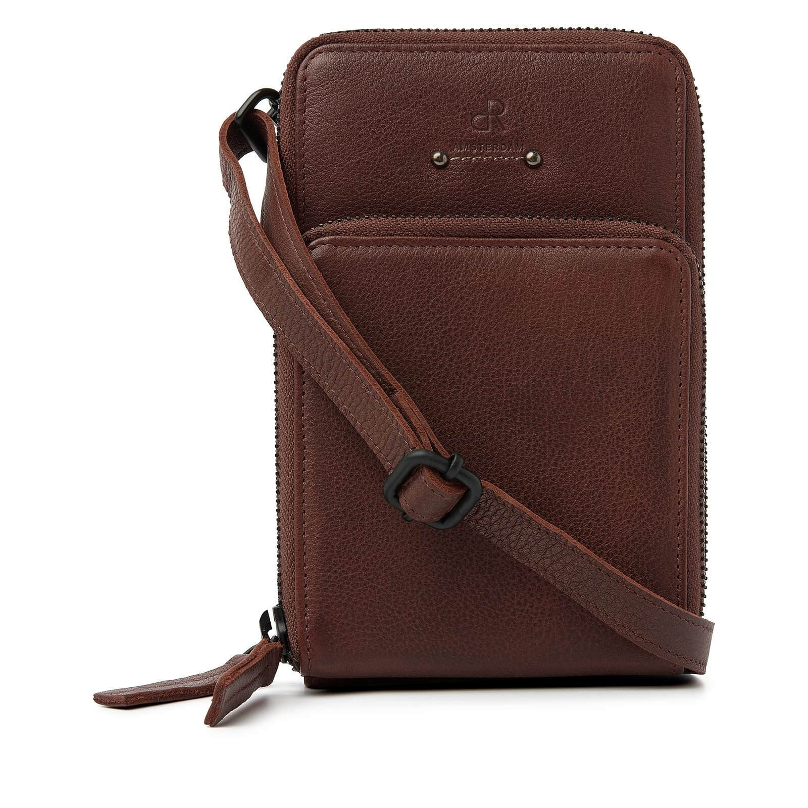 dR Amsterdam leren crossbody tas Tampa voor dames 933673 bruin