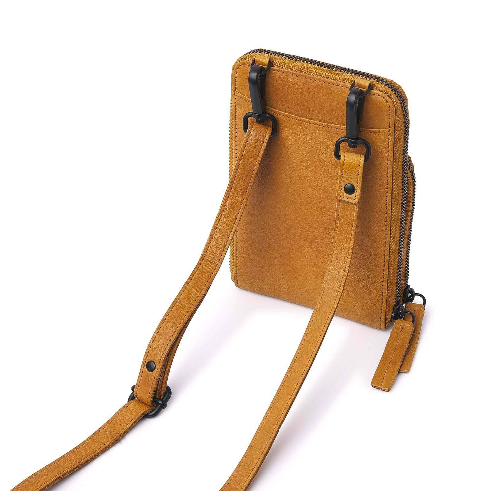 dR Amsterdam leren crossbody tas Tampa voor dames 933673 geel achterkant tas