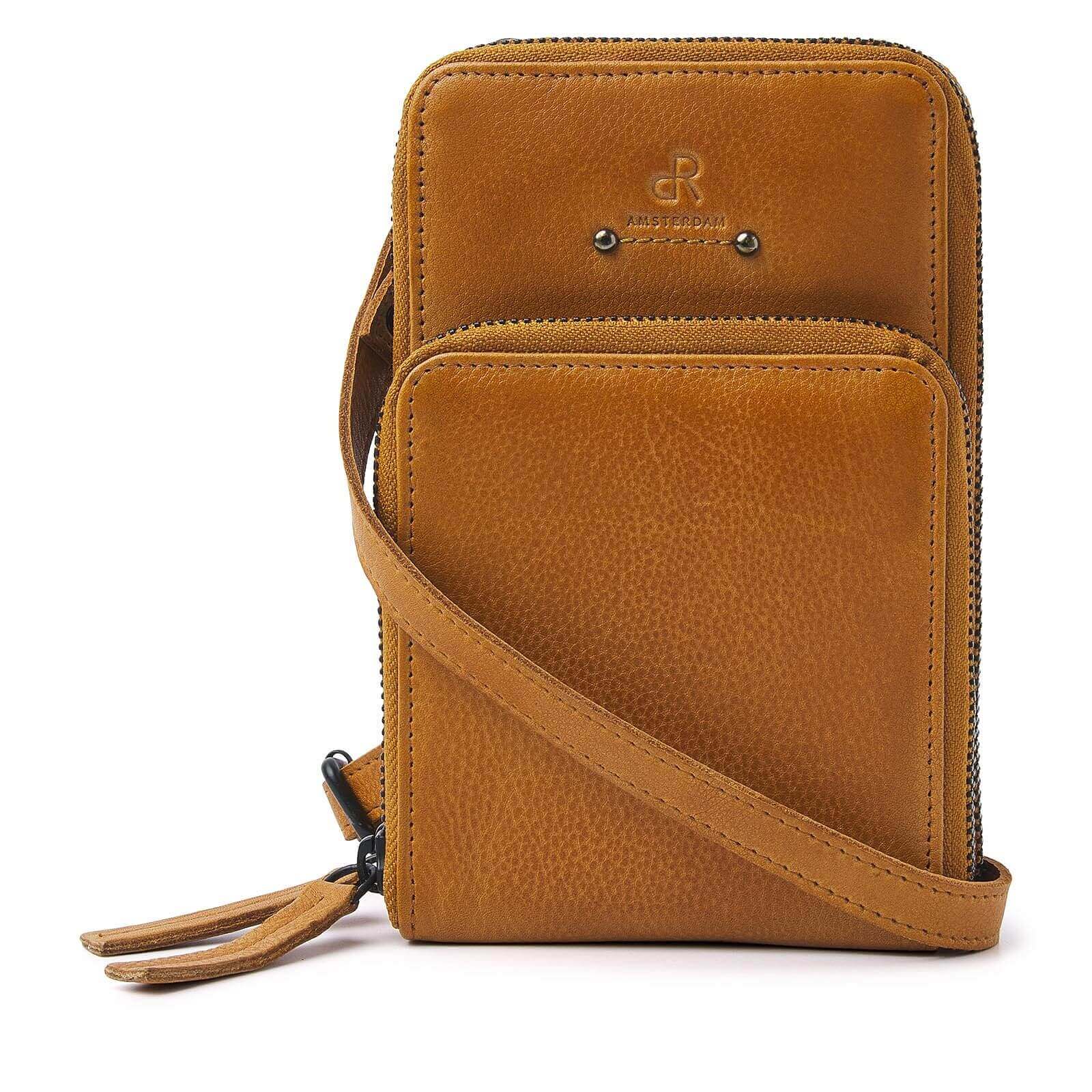 dR Amsterdam leren crossbody tas Tampa voor dames 933673 geel 