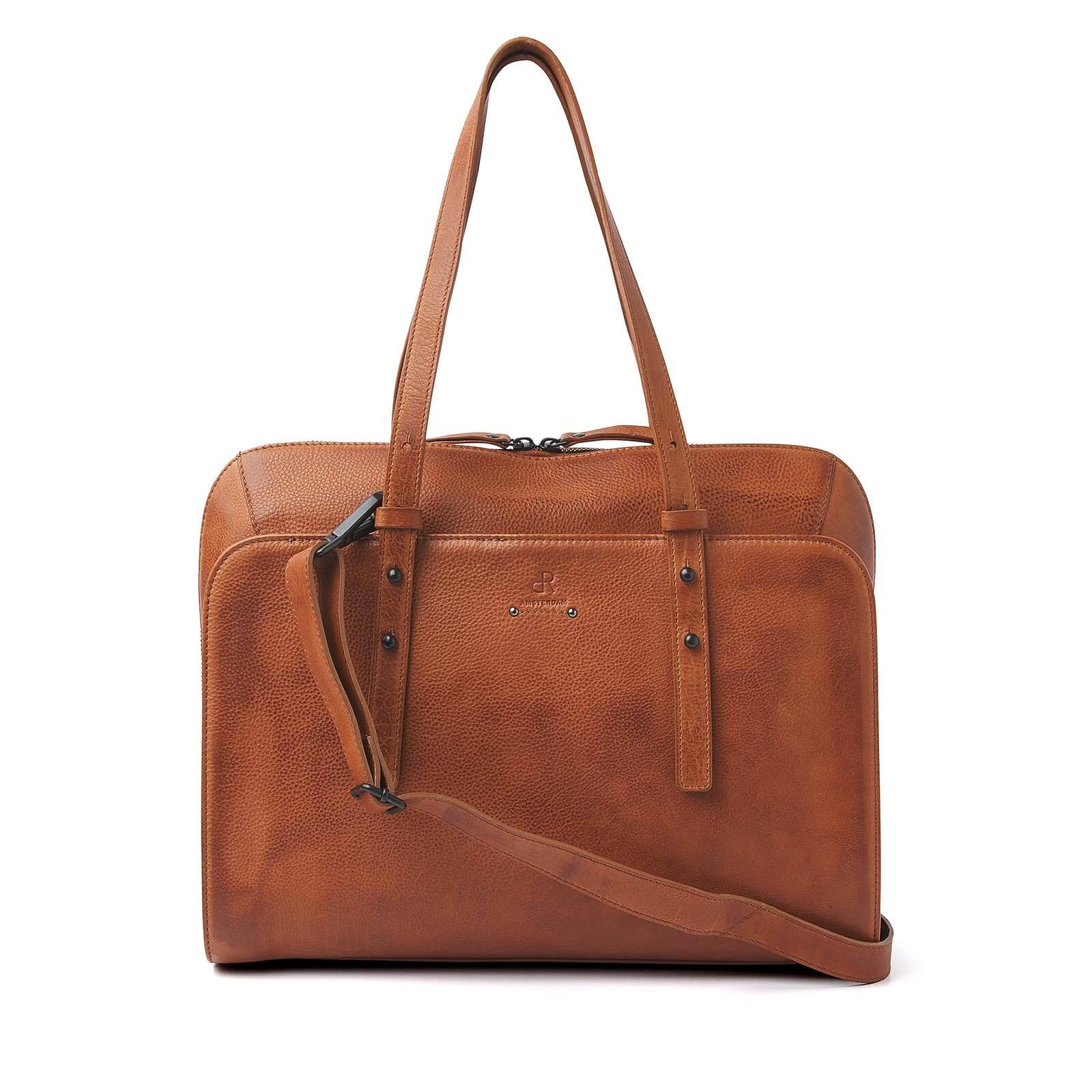 dR Amsterdam leren werktas Tampa voor dames 933687 cognac 