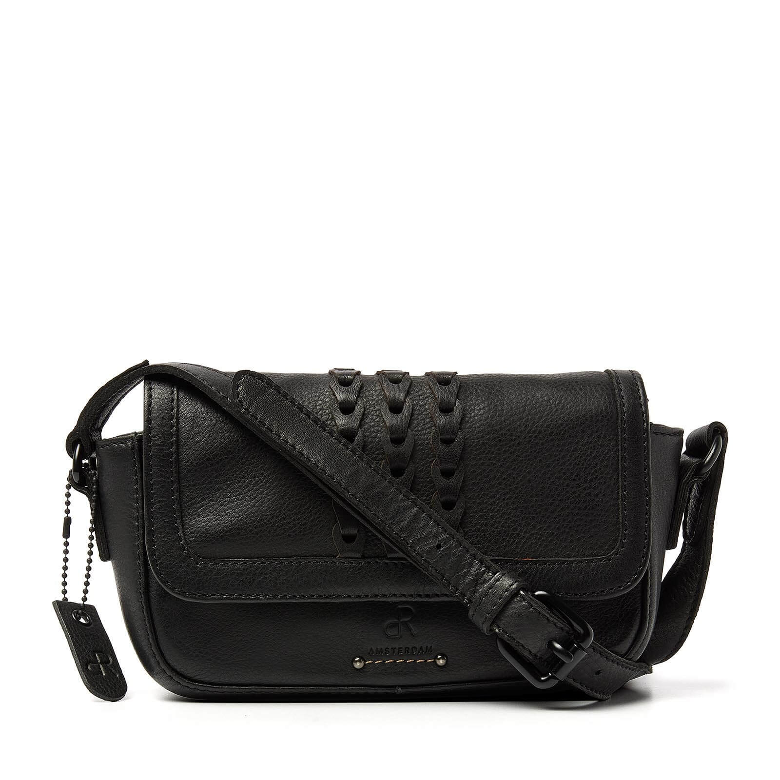 dR Amsterdam leren crossbody tas Tampa voor dames 933718 zwart