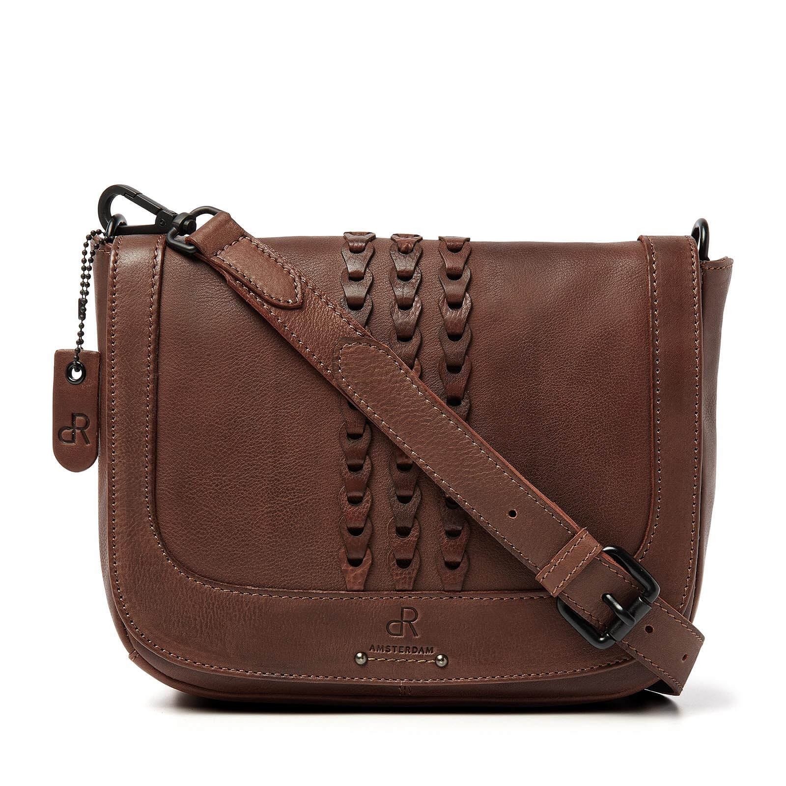 dR Amsterdam leren crossbody tas Tampa voor dames 933719 bruin