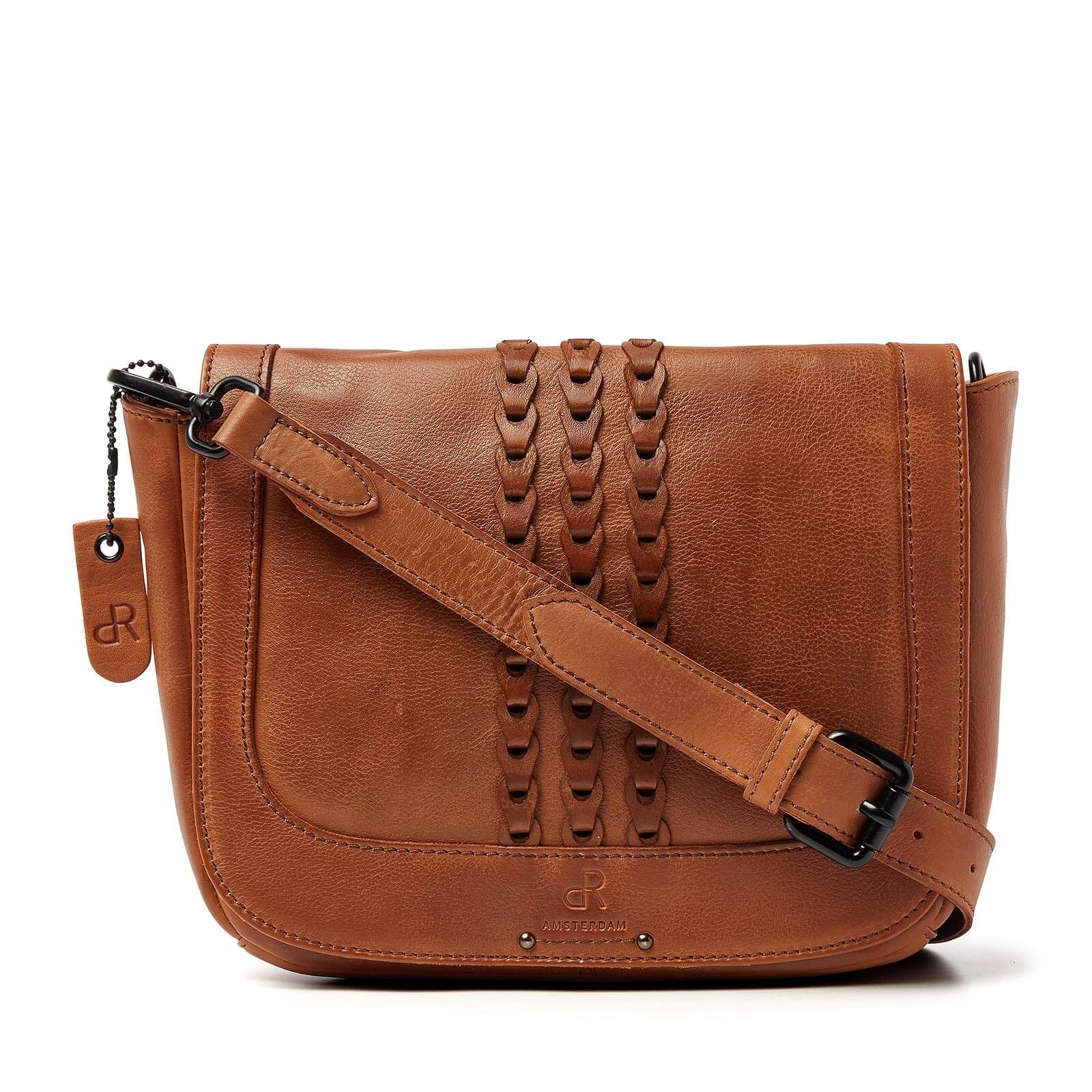 dR Amsterdam leren crossbody tas Tampa voor dames 933719 cognac