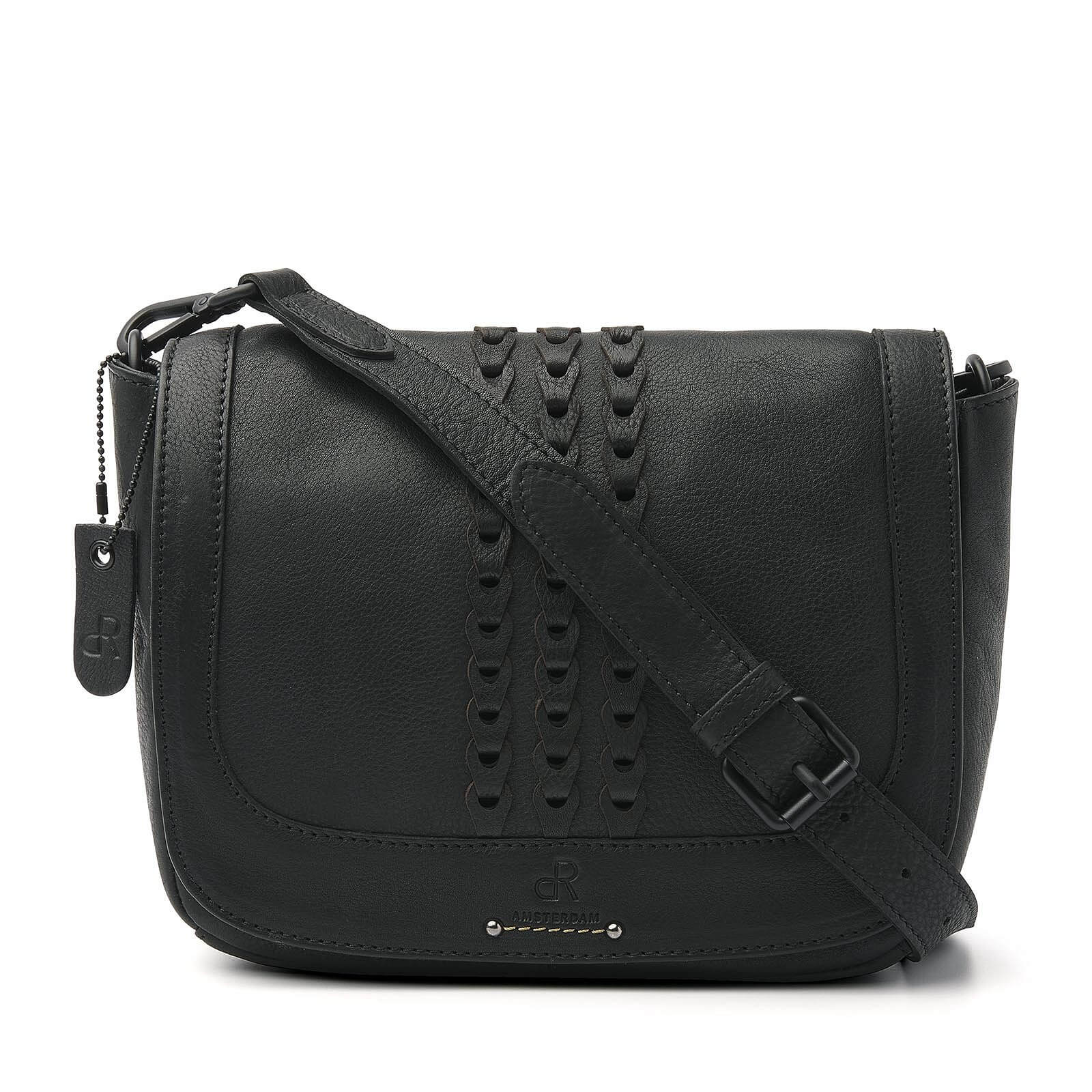 dR Amsterdam leren crossbody tas Tampa voor dames 933719 zwart