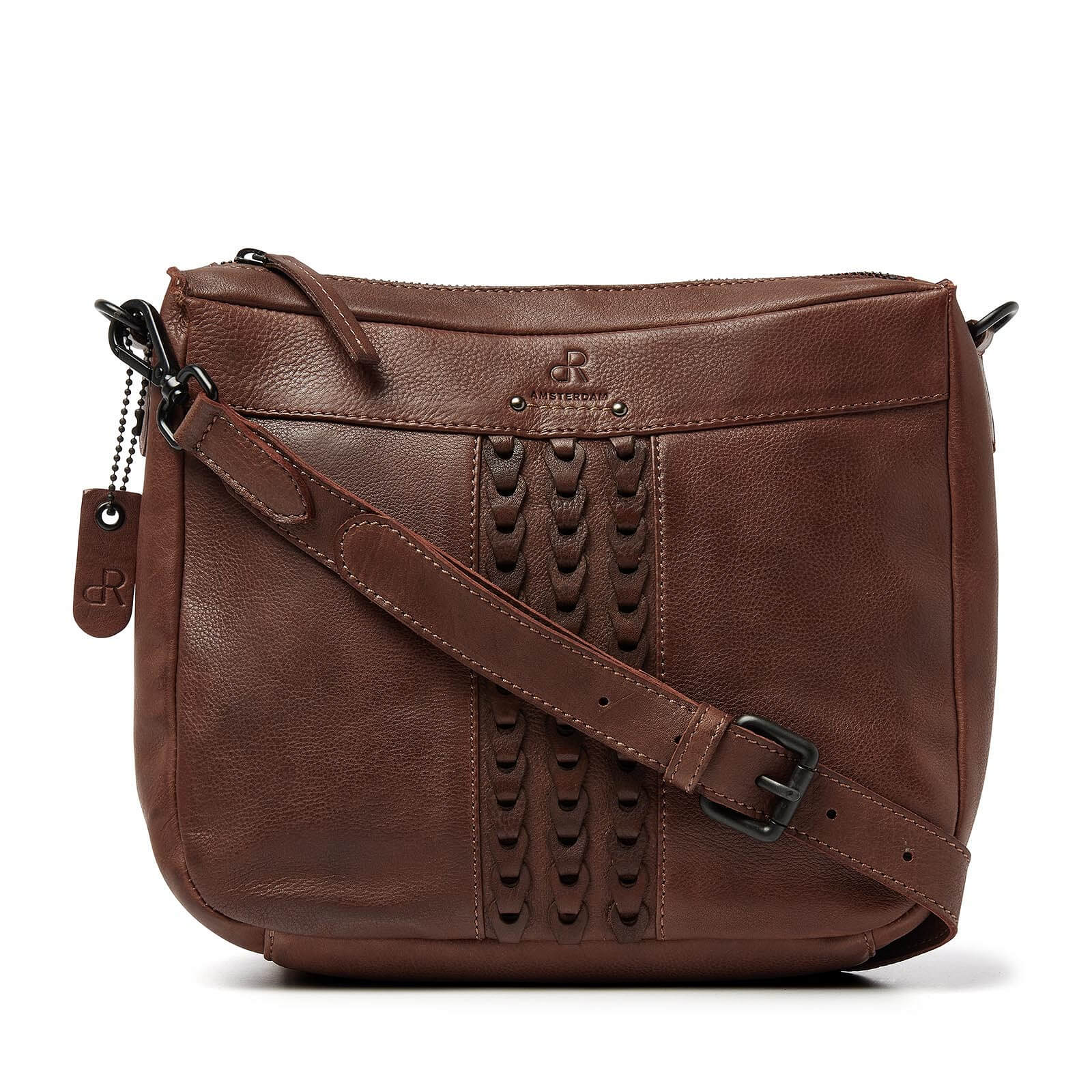 dR Amsterdam leren crossbody tas Tampa voor dames 933720 bruin