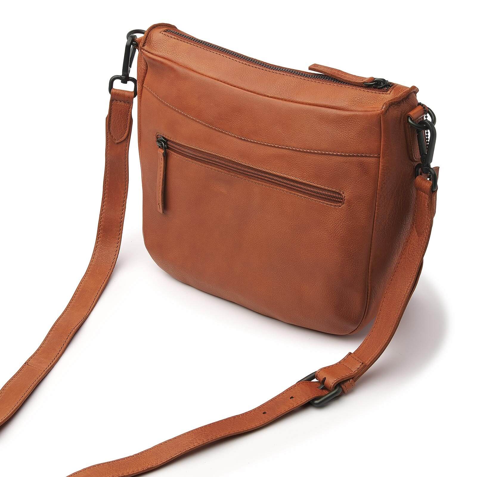 dR Amsterdam leren crossbody tas Tampa voor dames 933720 cognac achterkant