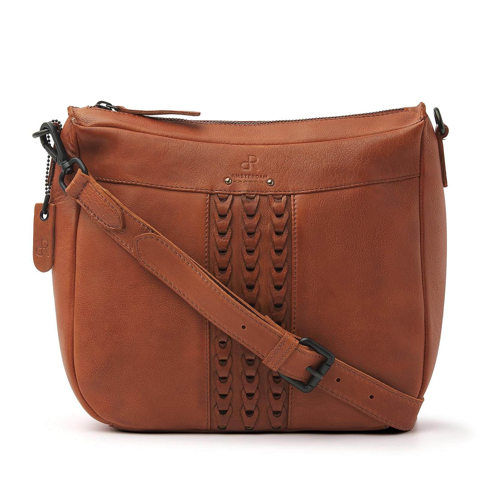 dR Amsterdam leren crossbody tas Tampa voor dames 933720 cognac 