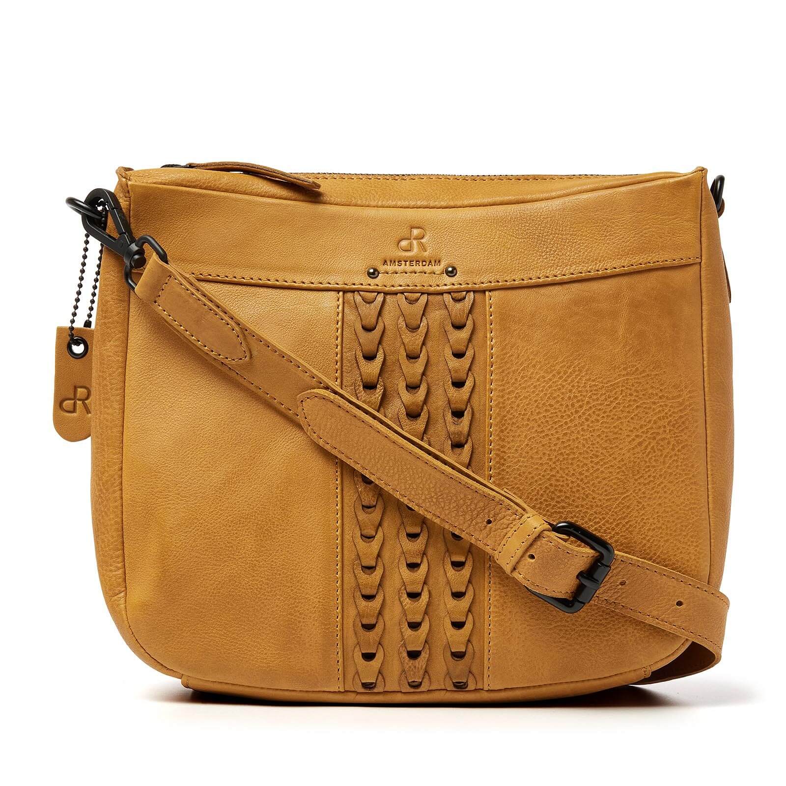 dR Amsterdam leren crossbody tas Tampa voor dames 933720 geel