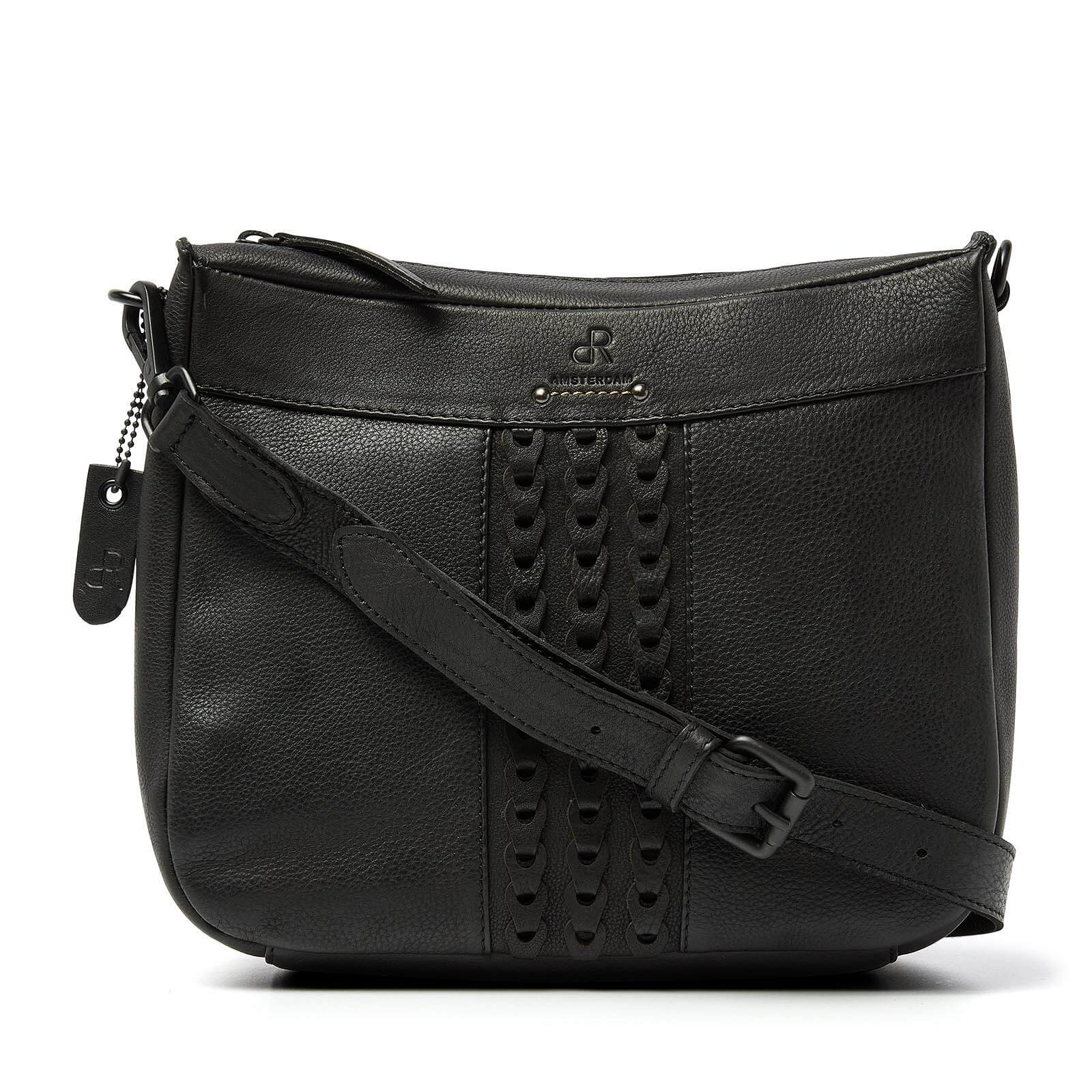 dR Amsterdam leren crossbody tas Tampa voor dames 933720 zwart