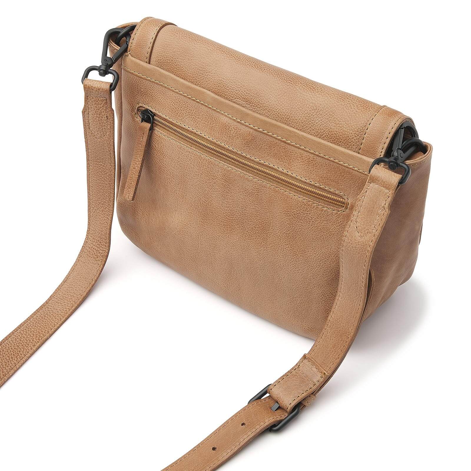 dR Amsterdam leren crossbody tas Tampa voor dames 933724 taupe achterkant